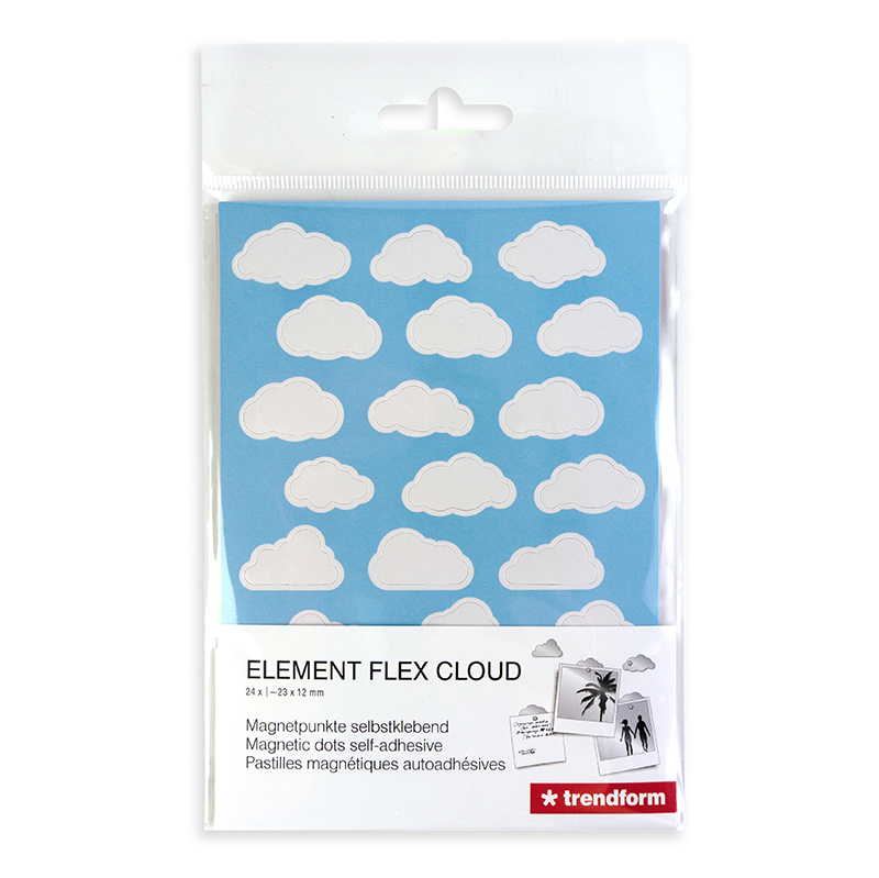 Points auto-adhésives ELEMENT FLEX CLOUD  pour aimants, set de 24 pcs, blanc