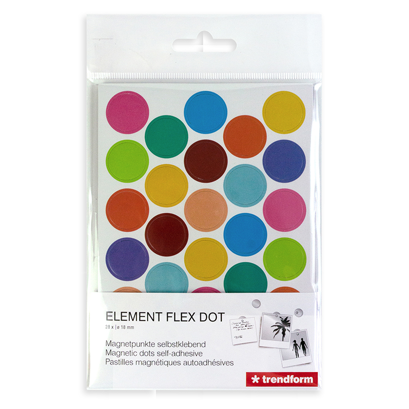 Points auto-adhésives ELEMENT FLEX DOT  pour aimants, set de 28 pcs, multicolore