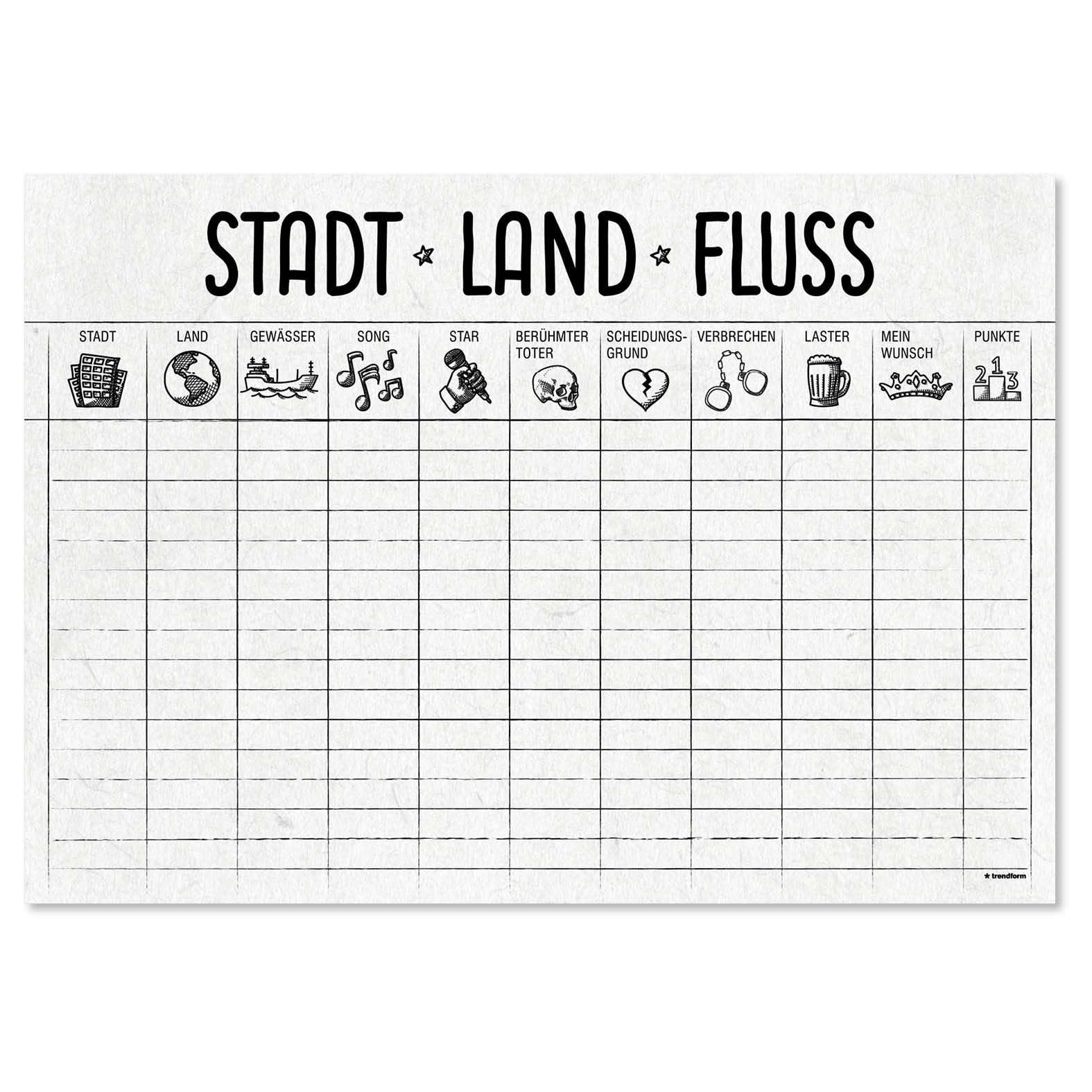 Papiertischset STADT-LAND-FLUSS Block mit 50 Blatt