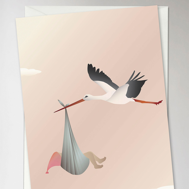 Greeting card The stork rose 