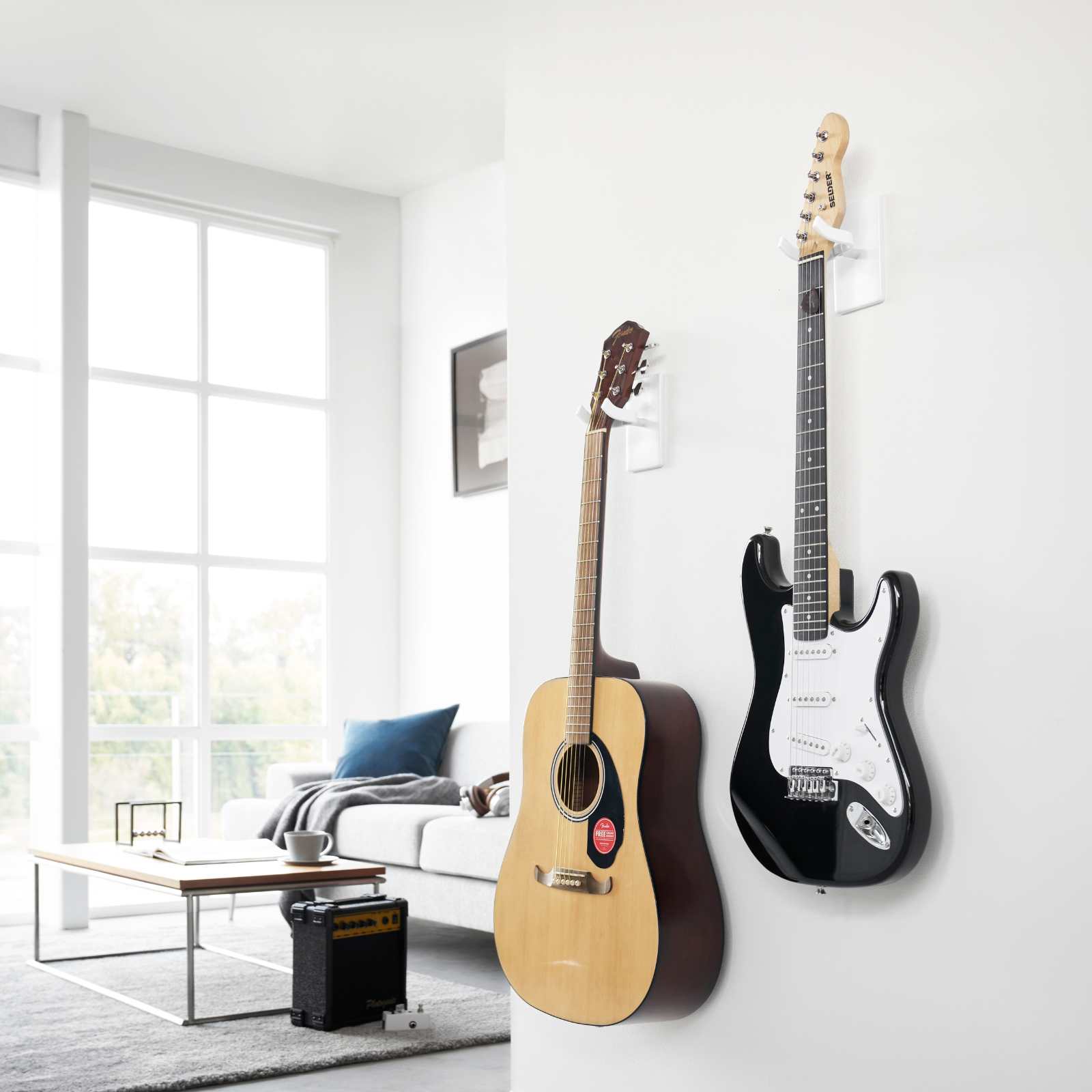 Wand-Gitarrenhalter TOWER weiss