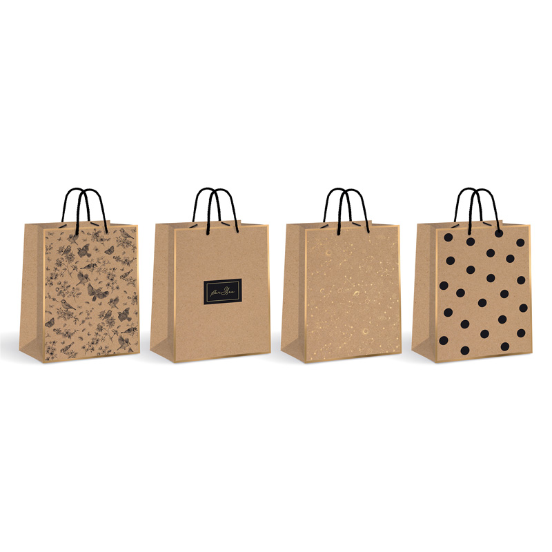 Sac cadeau KRAFT L Set de 12 pièces (assorti de 4)