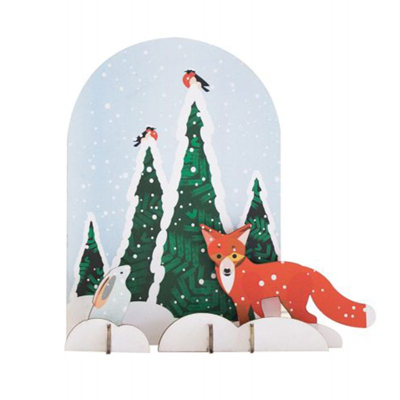 POP OUT CARD Wintertale FOX AND RABBIT 