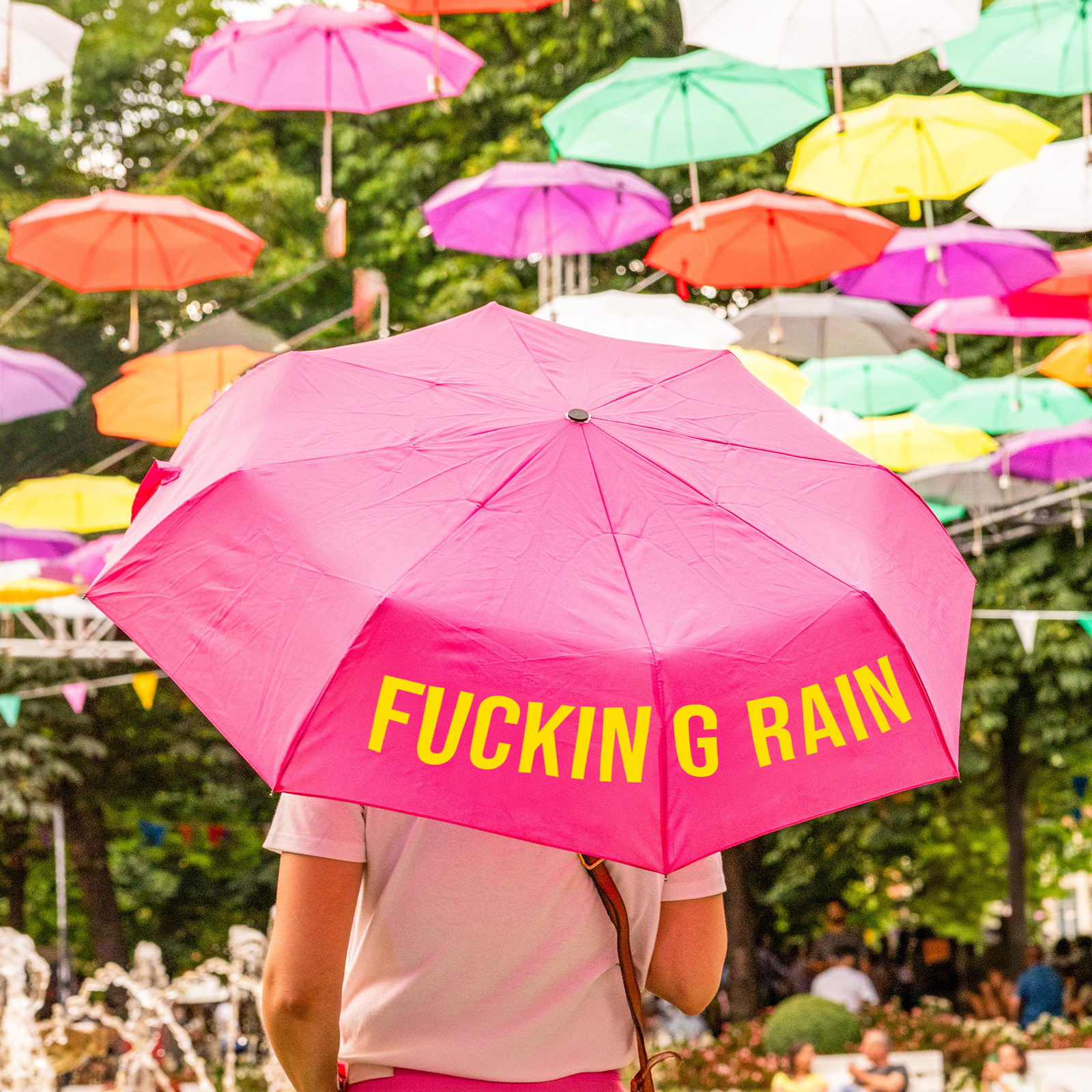 Schirm FUCKING RAIN pink