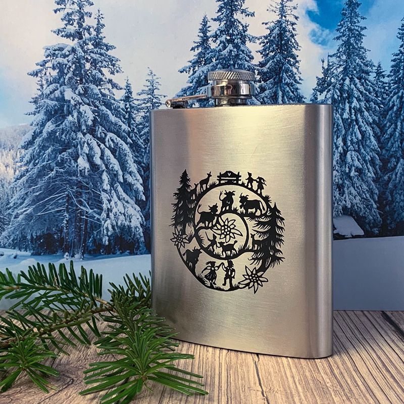 Flask SWISS TRADITION silver 