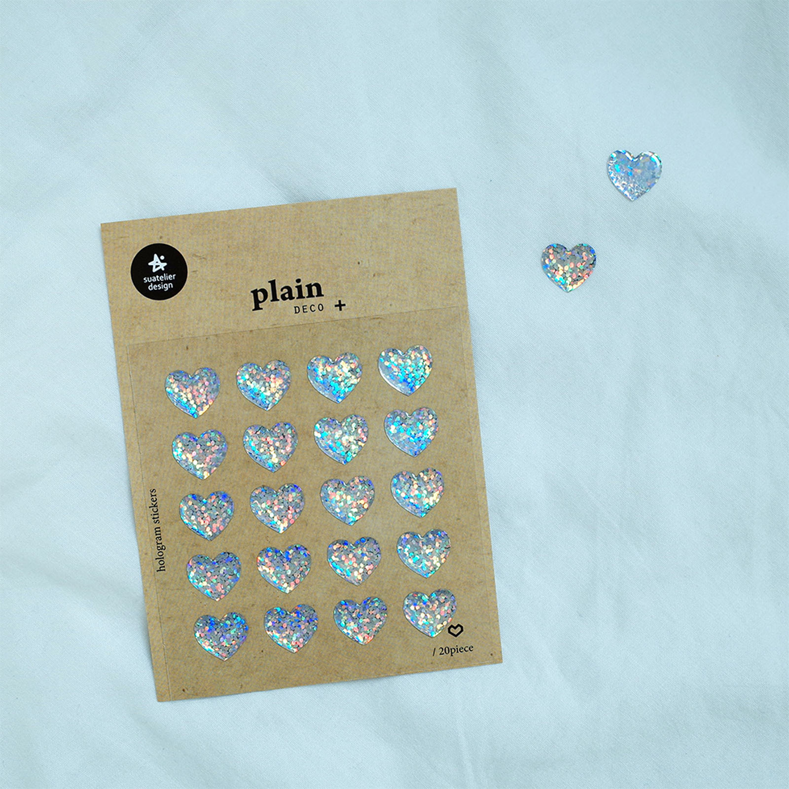 Plain Deco Sticker SILVER HEARTS