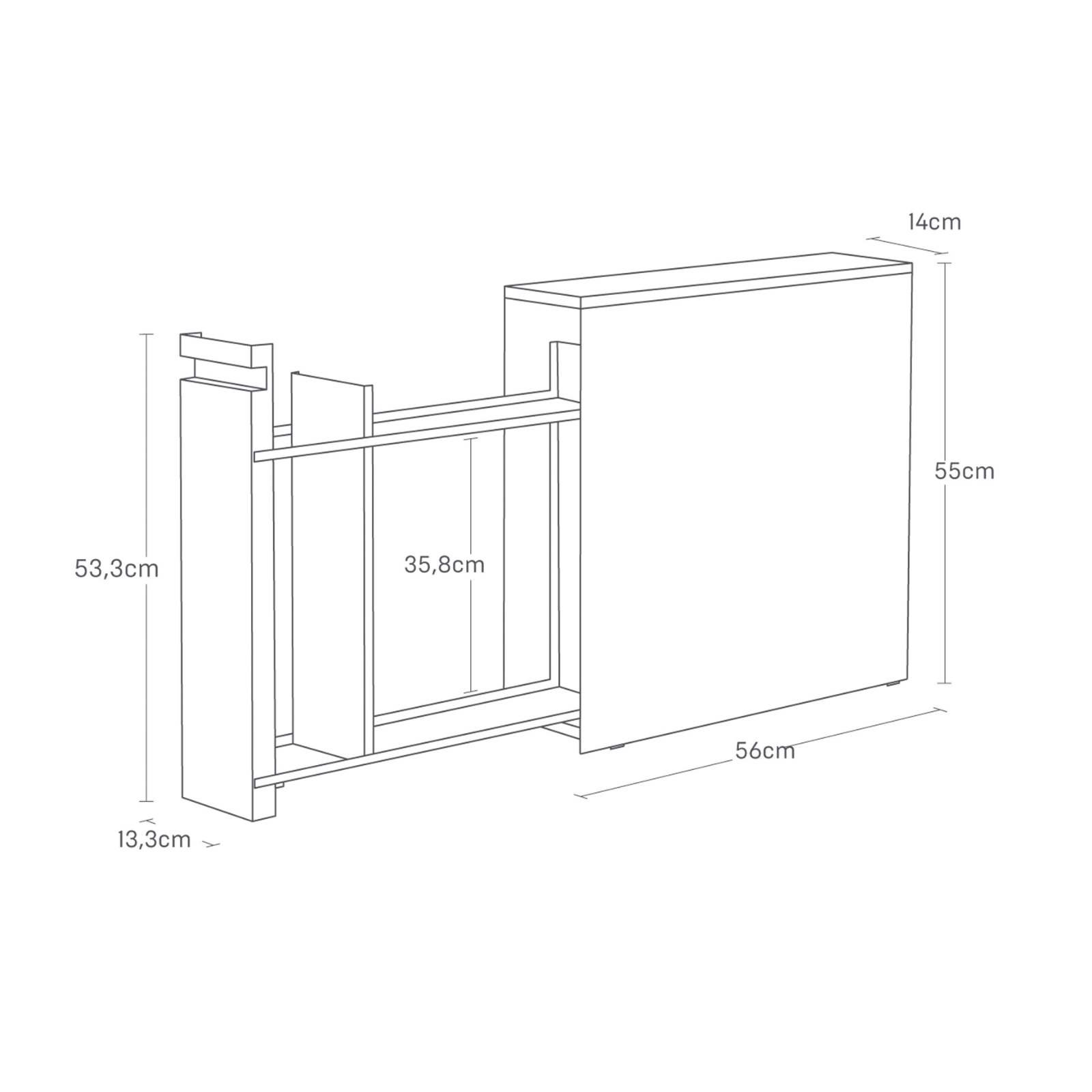 Support de rangement avec tiroir coulissant et tablette en bois  TOWER blanc