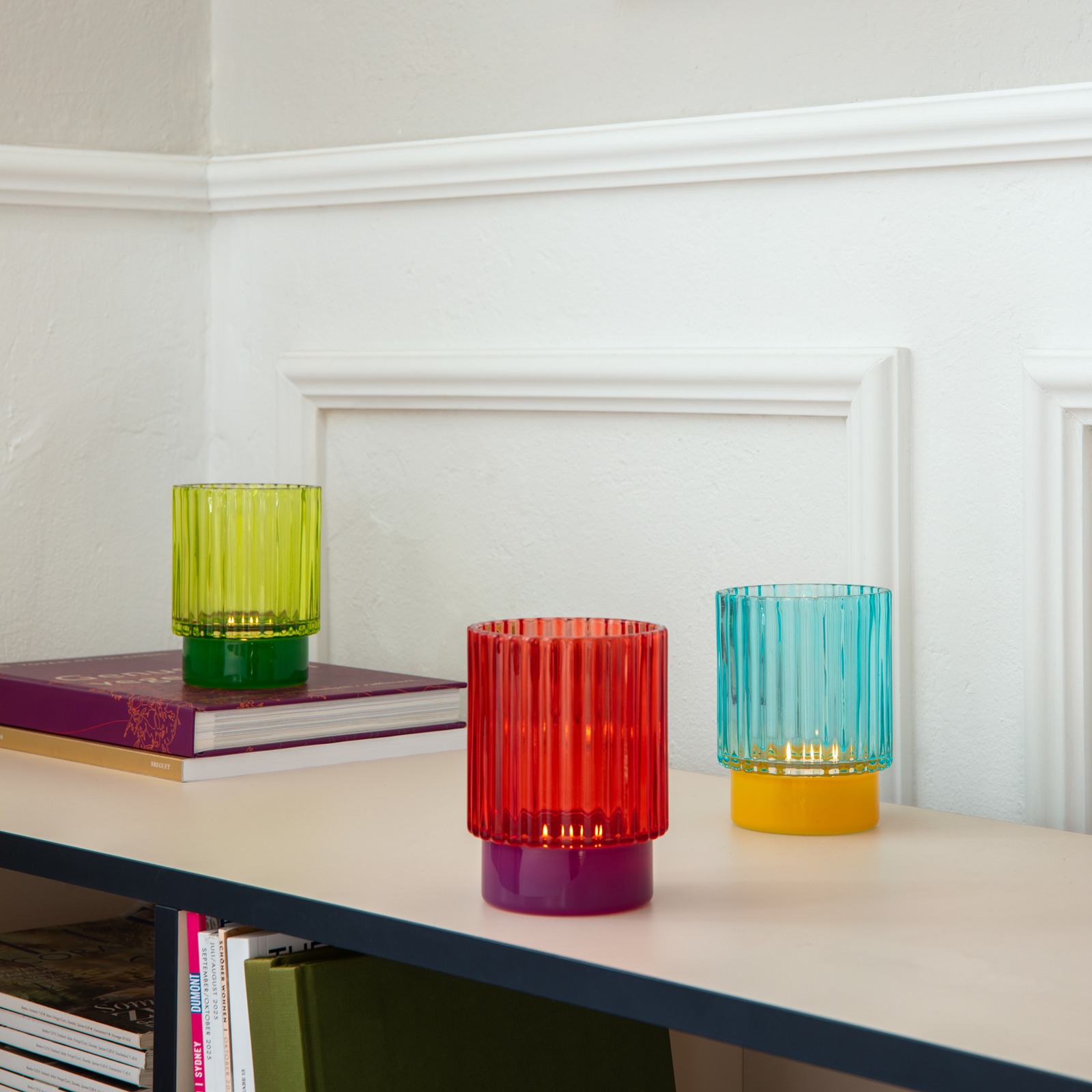 Teelichtglas Lumi red