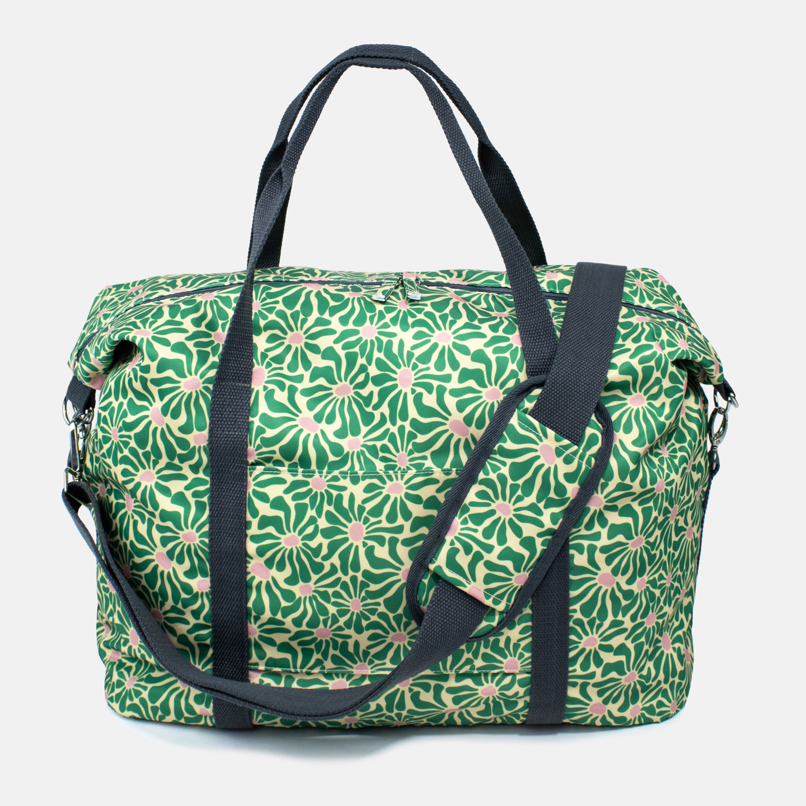 Weekender Abstract Flowers - Green+Pink 