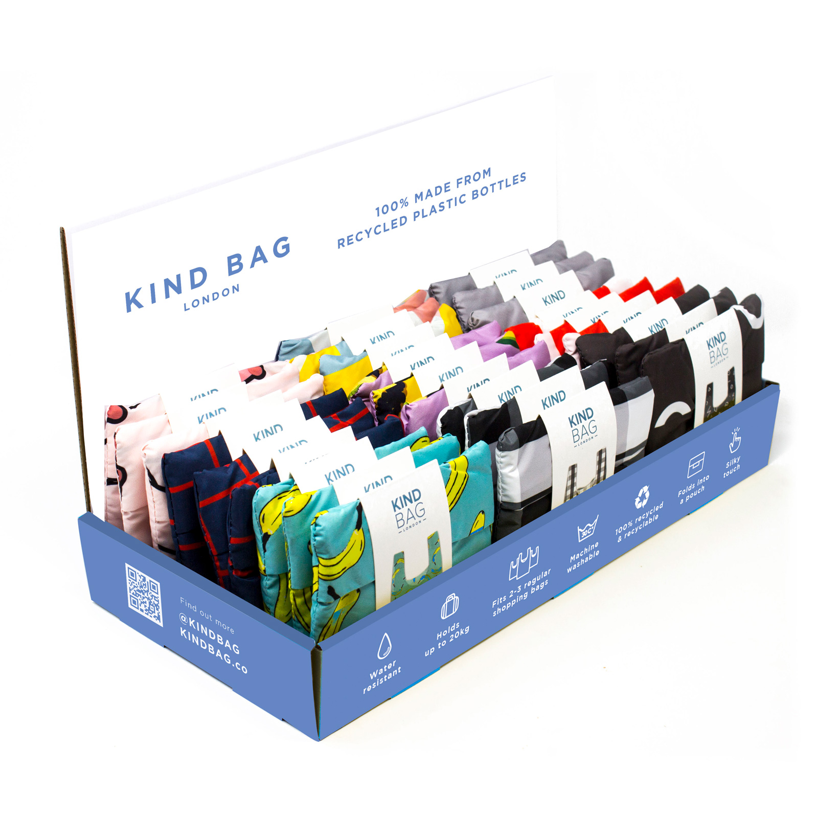 KINDBAG CARDBOARD DISPLAY MIX gefüllt mit 36 Medium Bags