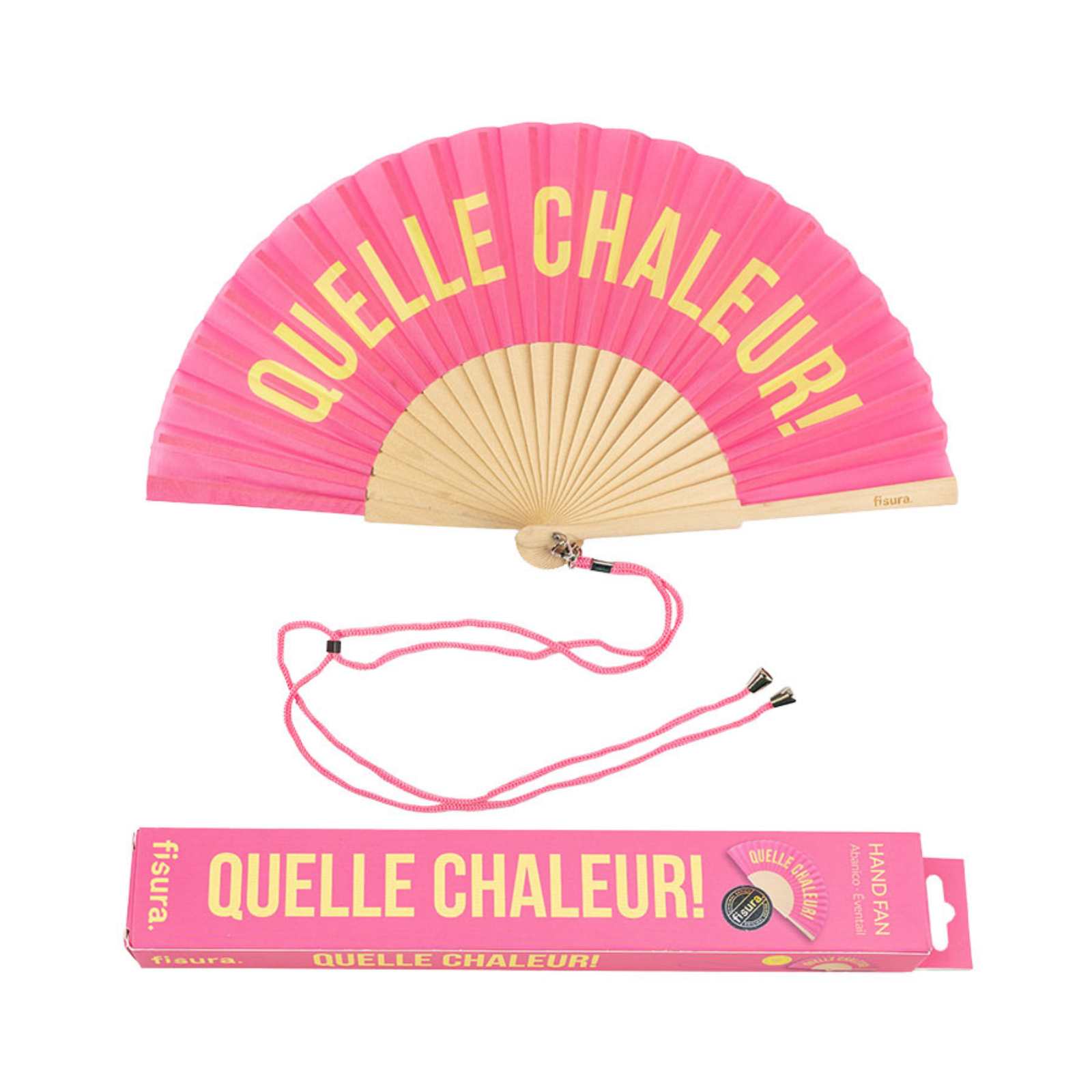 Éventails QUELLE CHALEUR yellow & pink