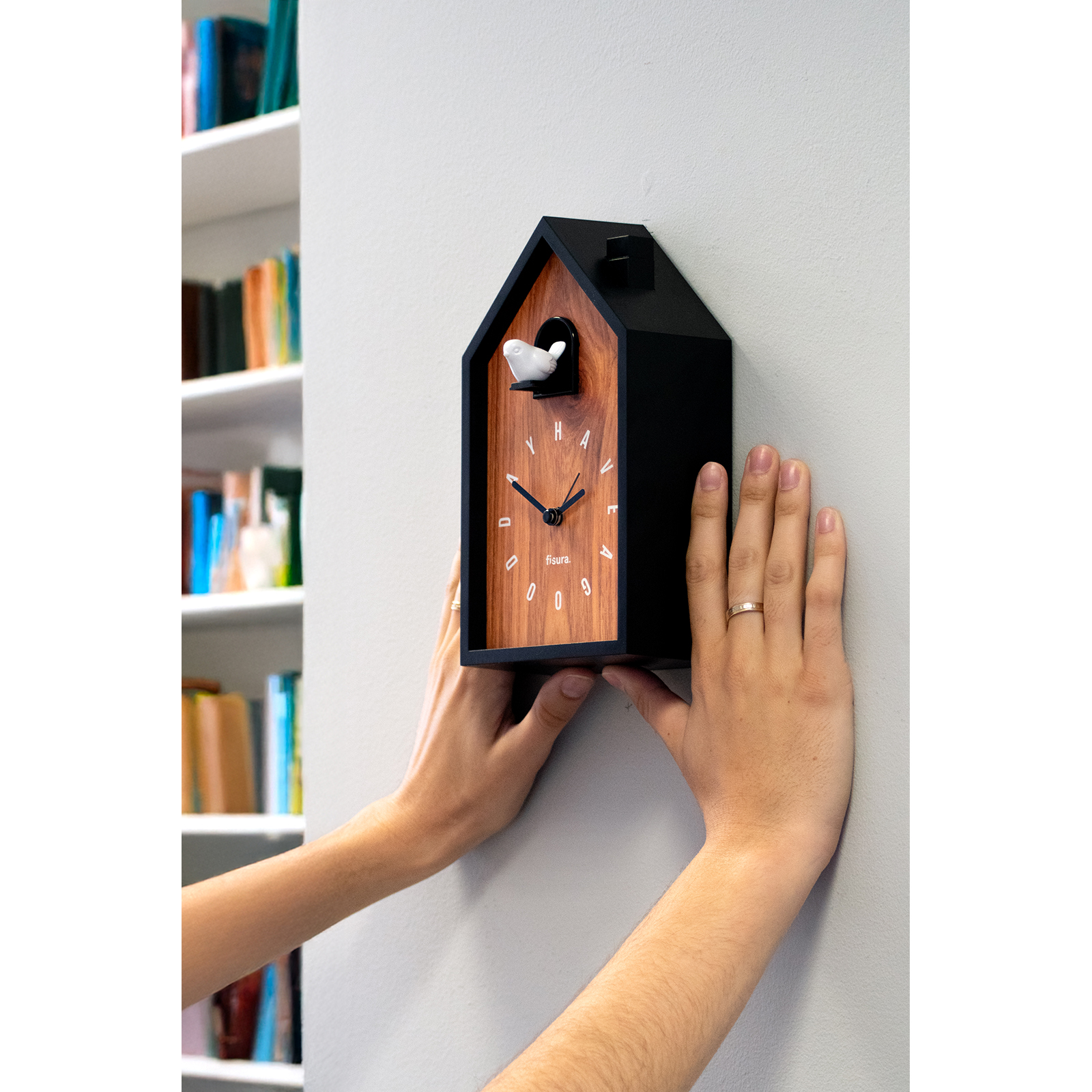 CUCKOO ALARM CLOCK wooden HAVE A GOOD DAY