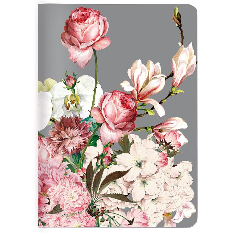 Cahier A6 BOQUET rose, à carreaux 