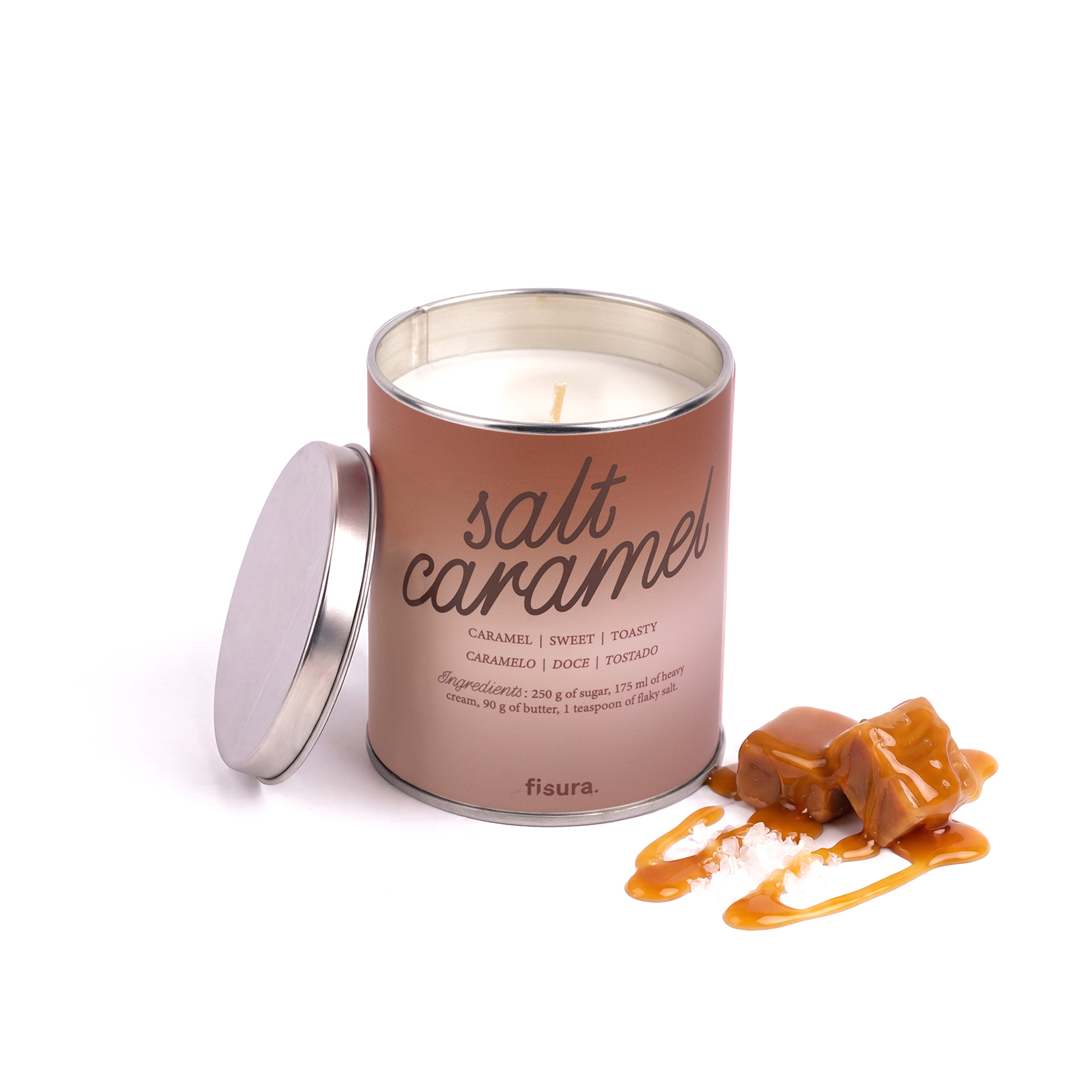 Metal candle SALT CARAMEL salt caramel scent