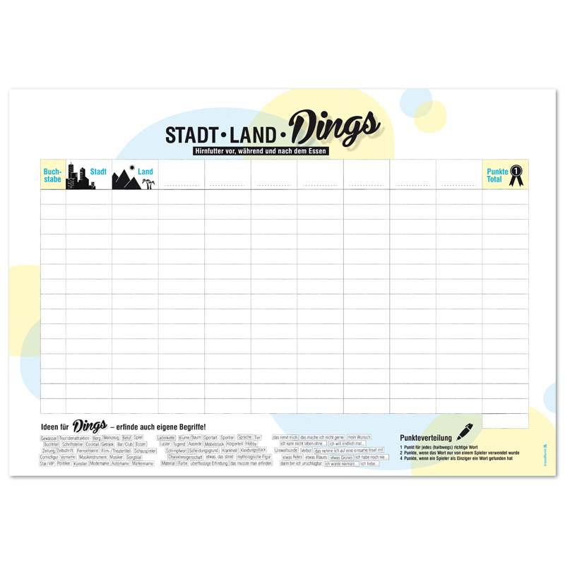 Paper placemat STADT-LAND-DINGS 50 sheets