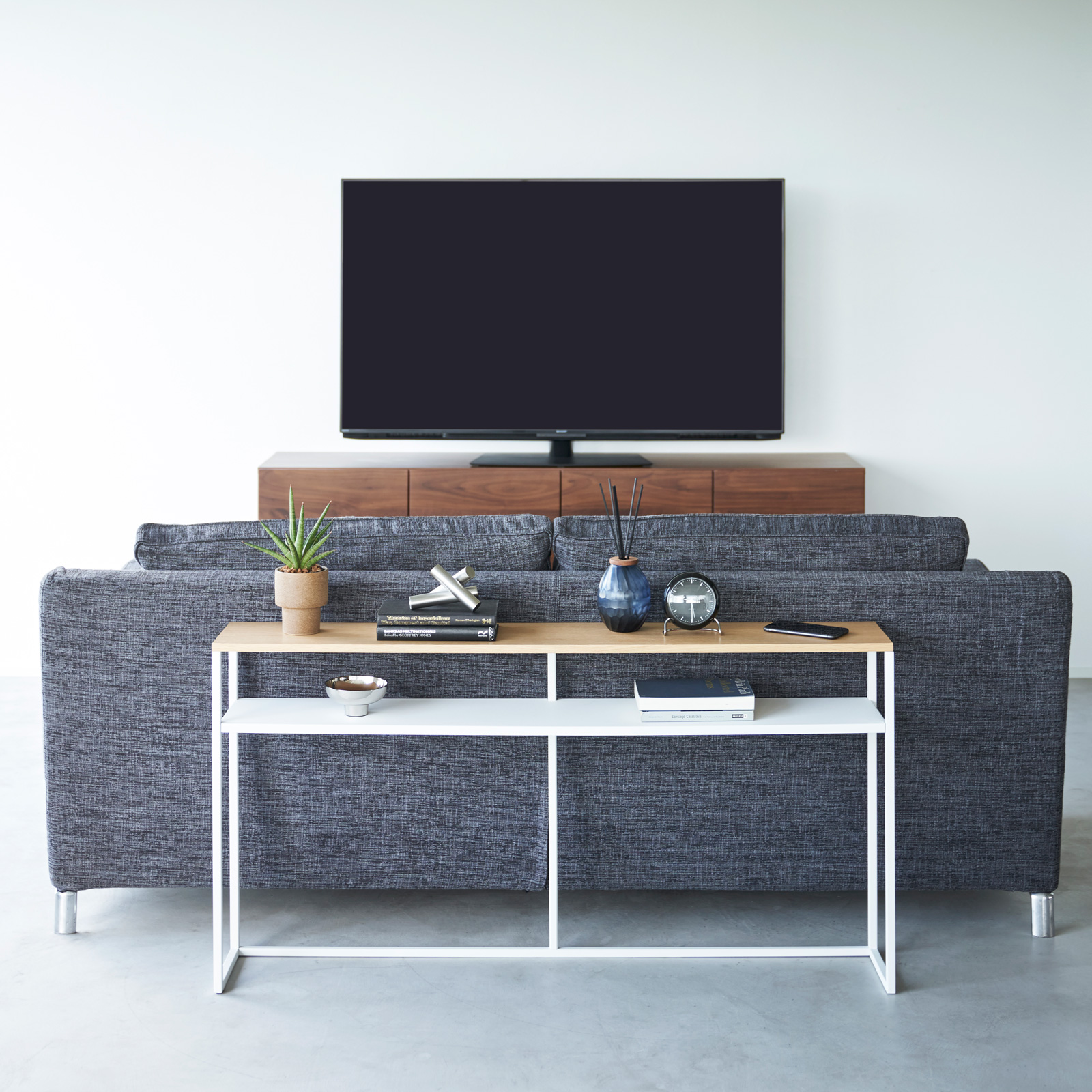 Table console avec étagère TOWER blanc 