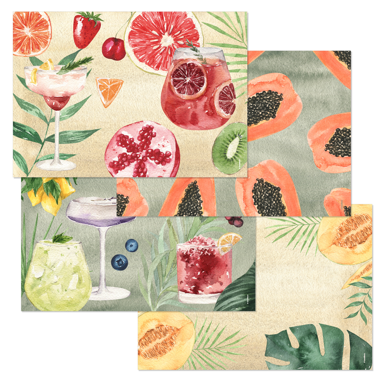 Paper placemat TROPICANA 4 x 12 sheets