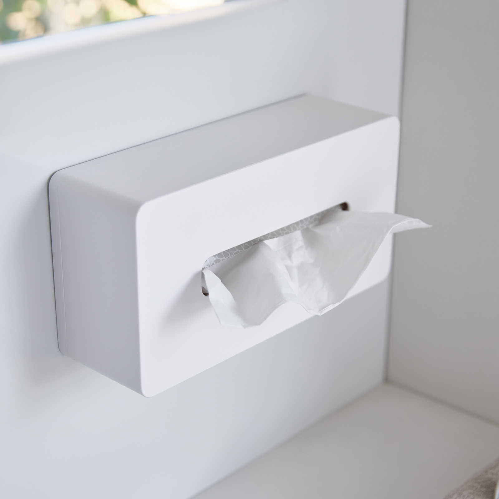 TOWER Klebehaken-Taschentuchbox weiss