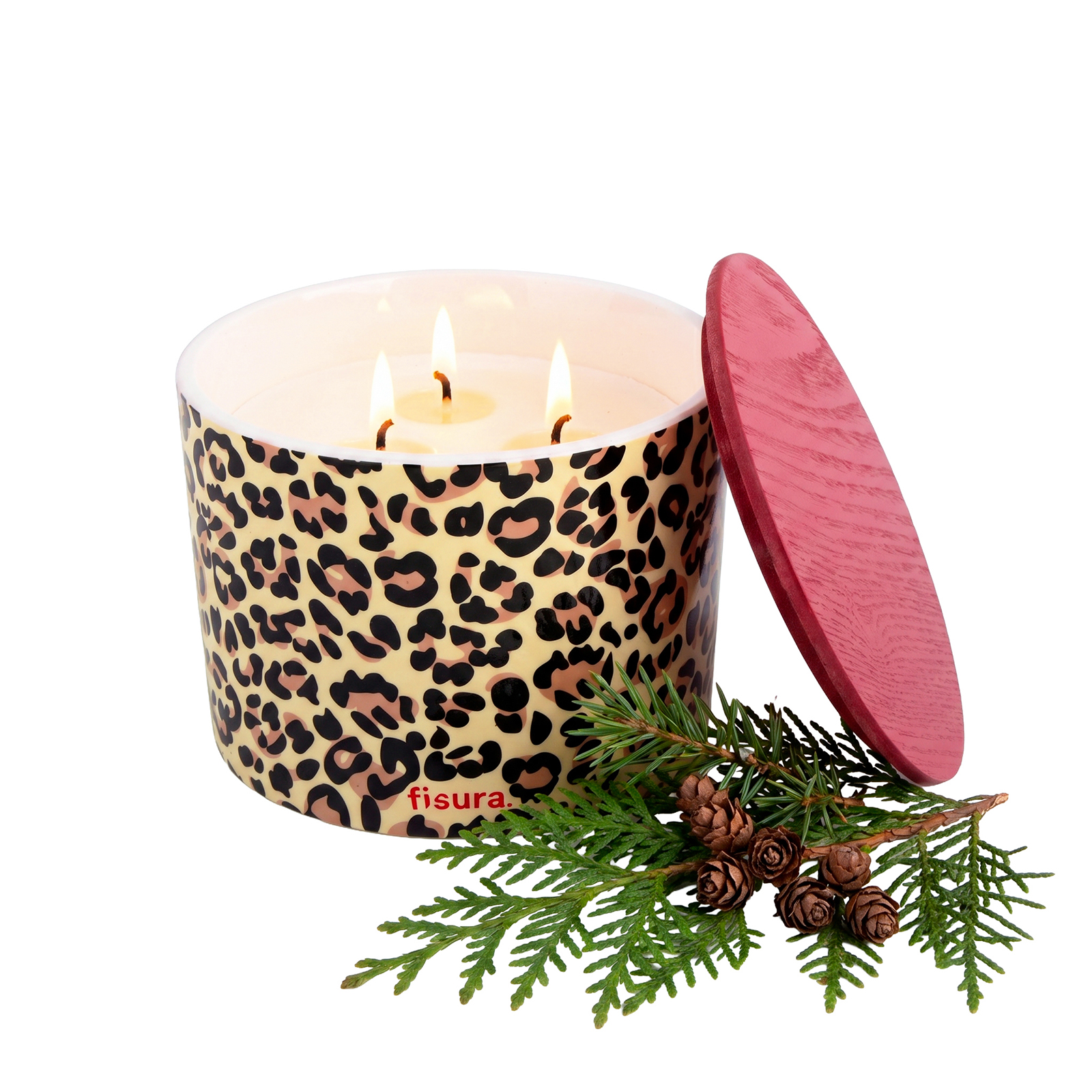 Ceramic candle CHEETAH balsam and cedar scent