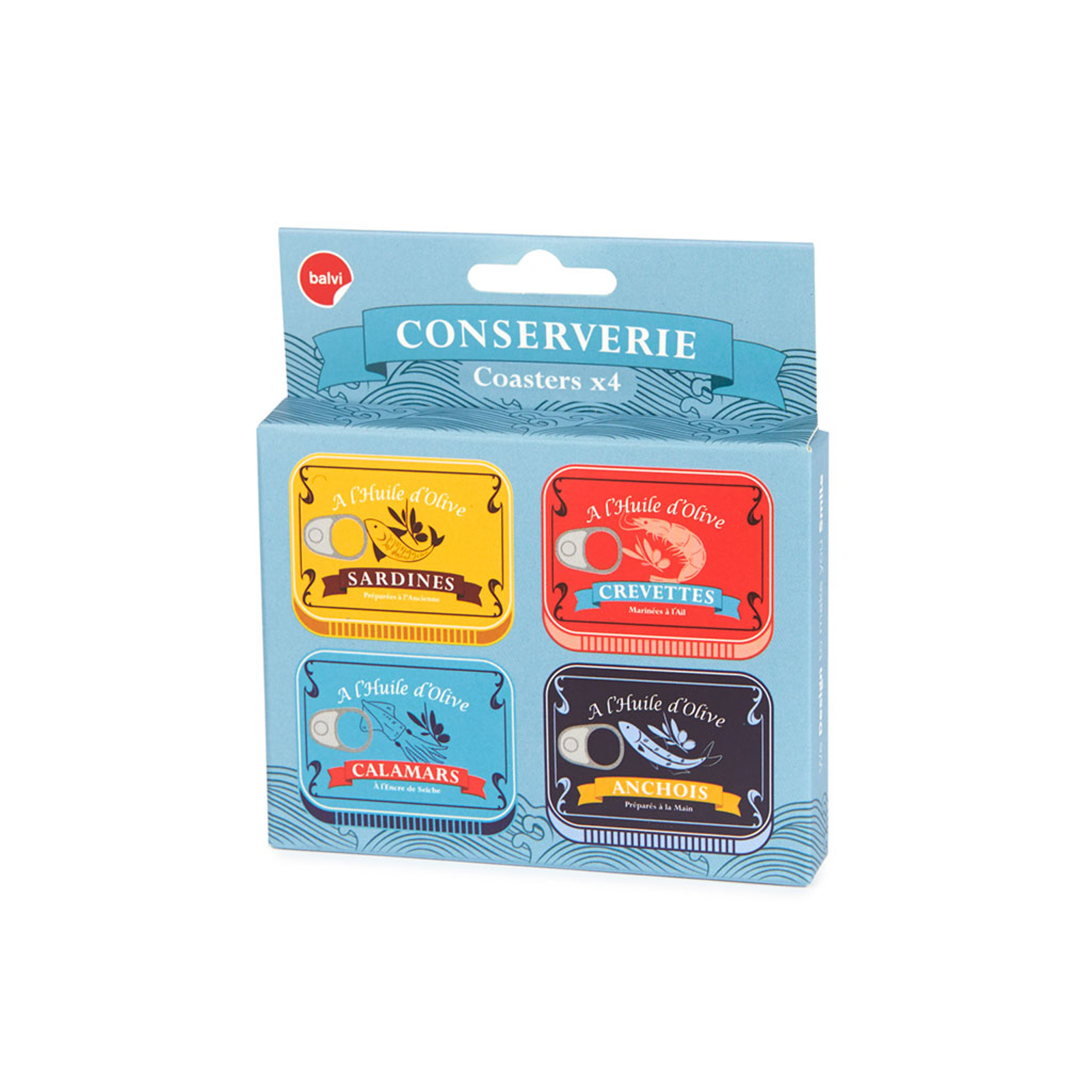 Sous-verre CONSERVERIE set de 4 assorti 