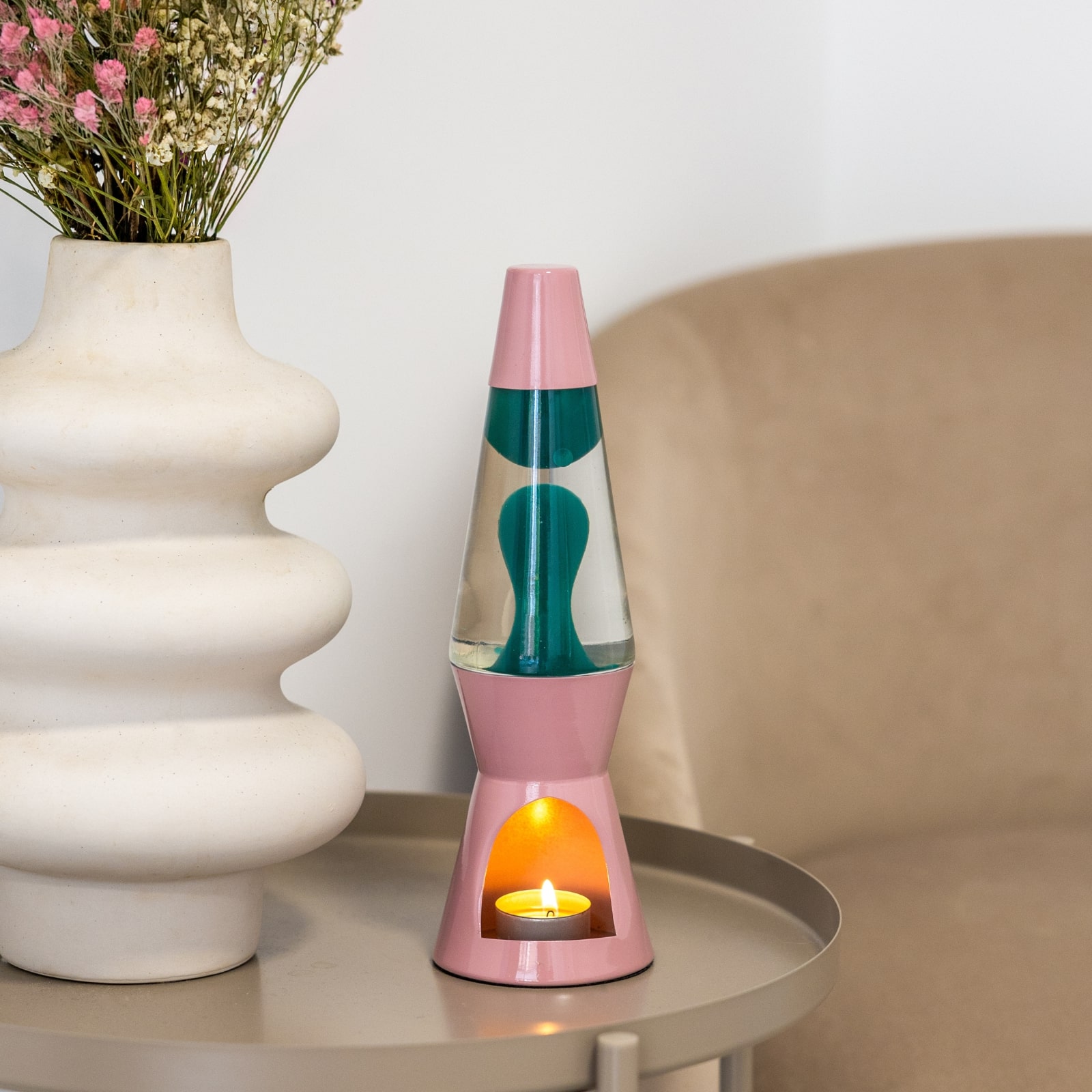 Lava Lamp T-LIGHT green & pink 