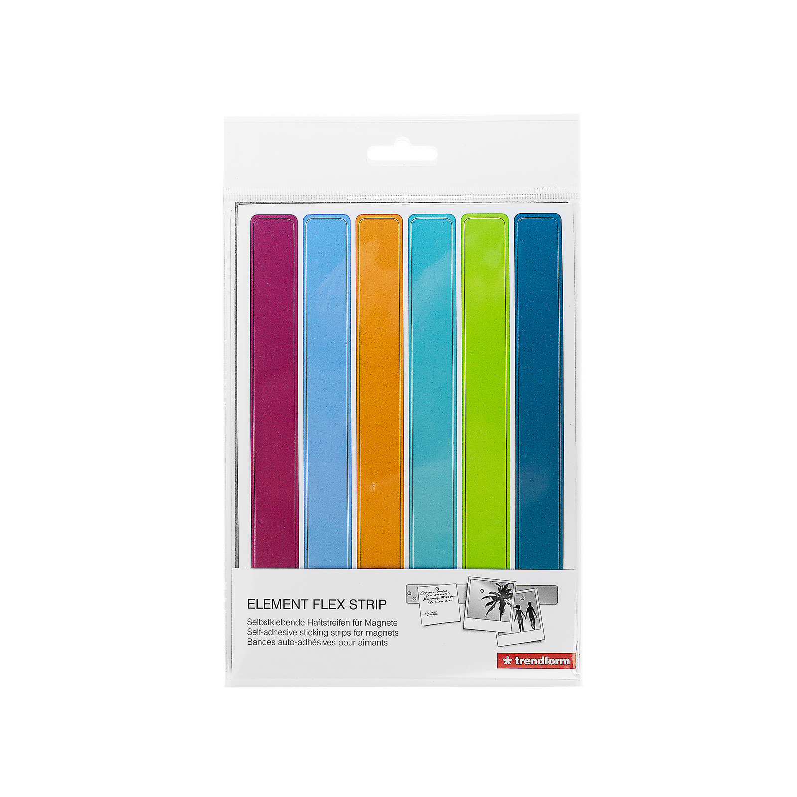 Self-adhesive sticking strips ELEMENT FLEX STRIP for magnets, set of 6, multicolor