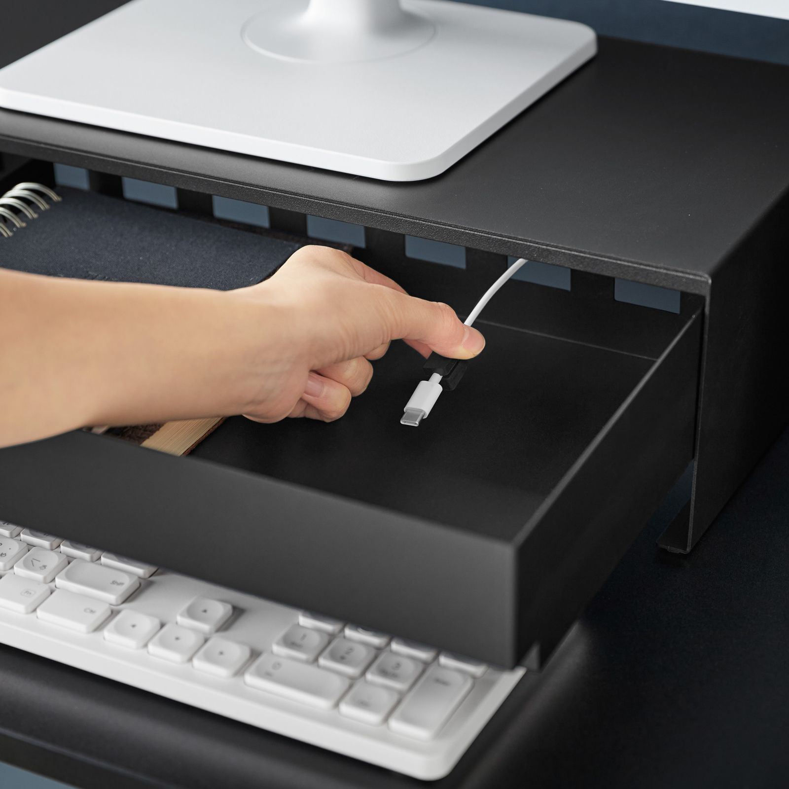 Monitorständer mit Schublade TOWER schwarz