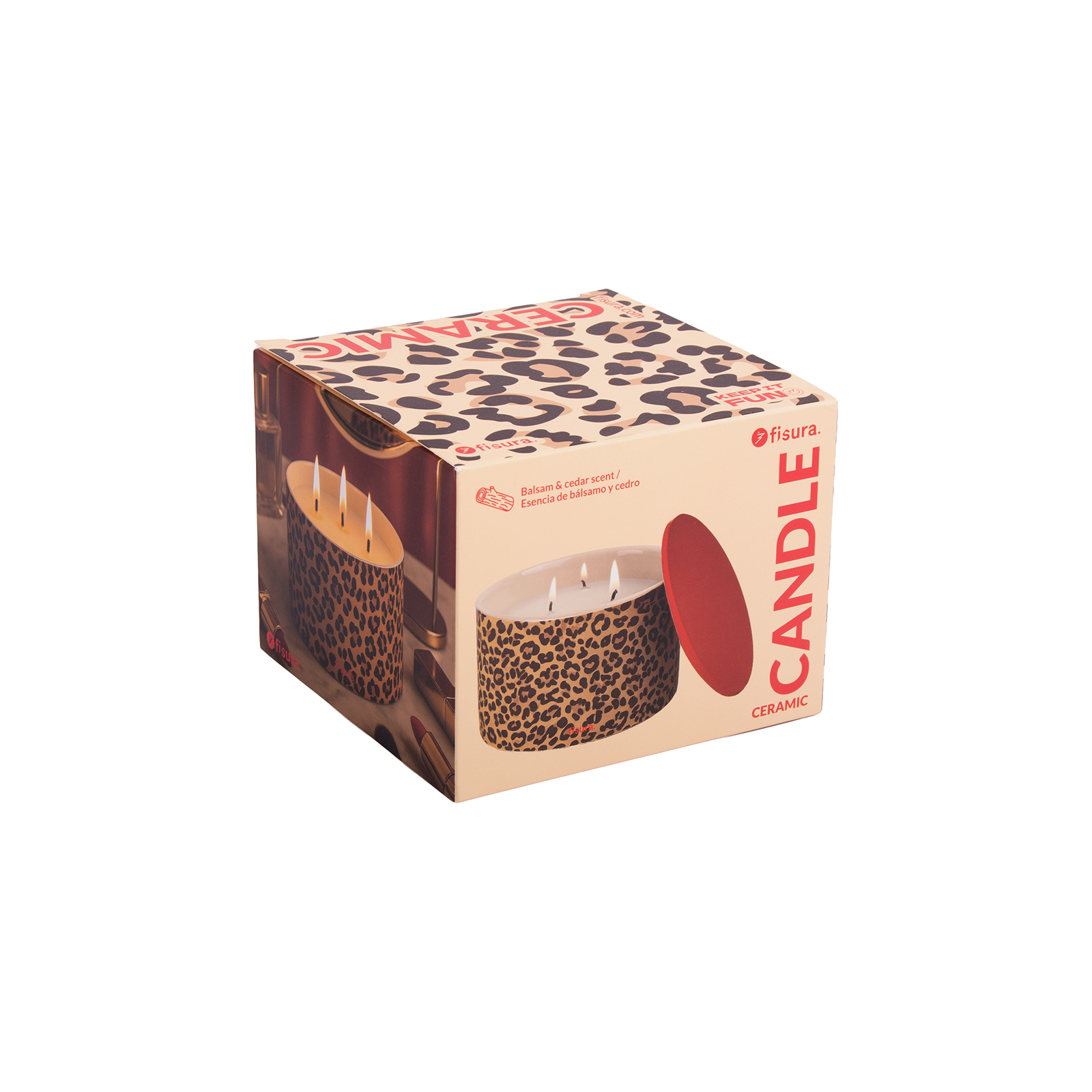 Ceramic candle CHEETAH balsam and cedar scent