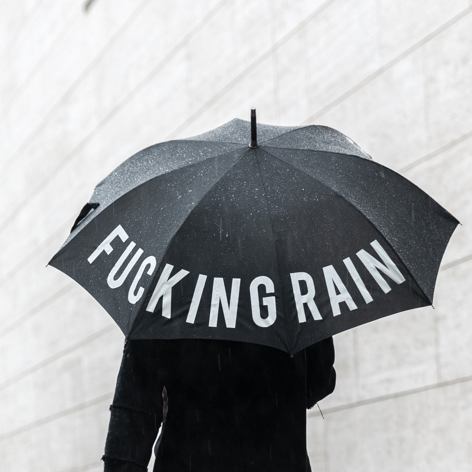 Stockschirm FUCKING RAIN schwarz