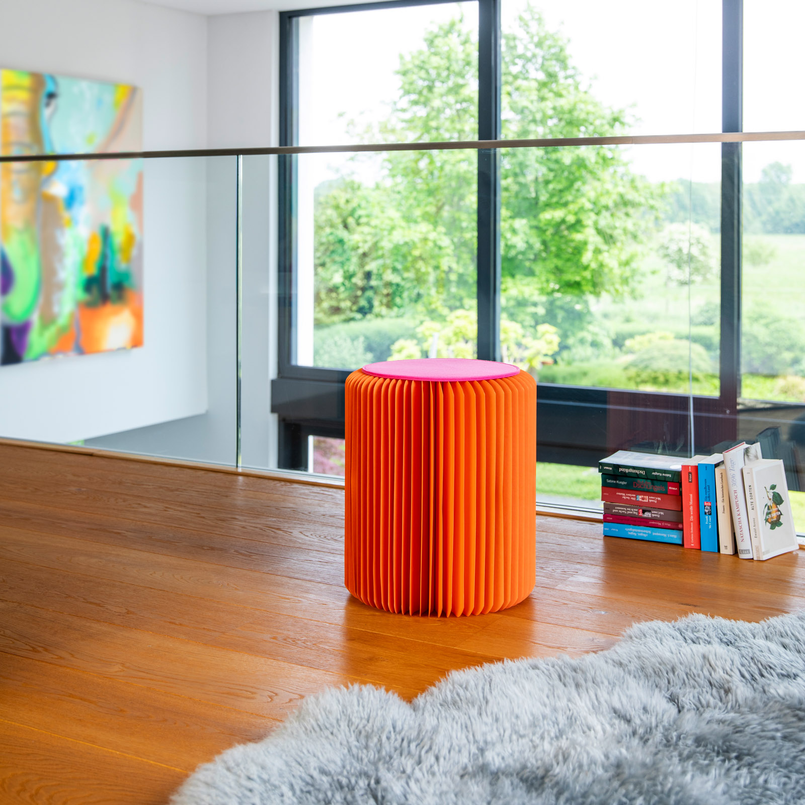 Tabouret en papier Papillon orange 