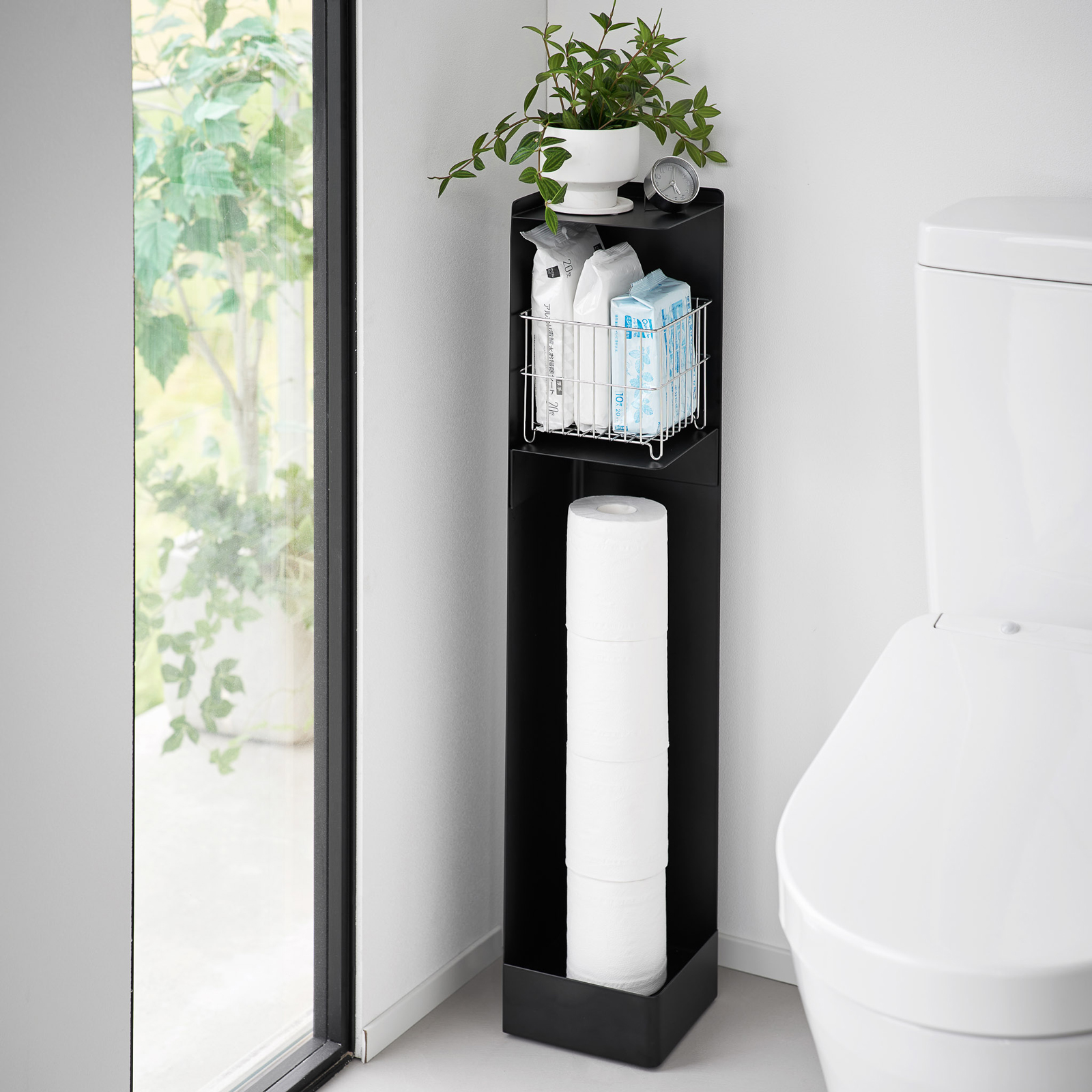 TOWER Toilettenpapierhalter mit Rollen schwarz