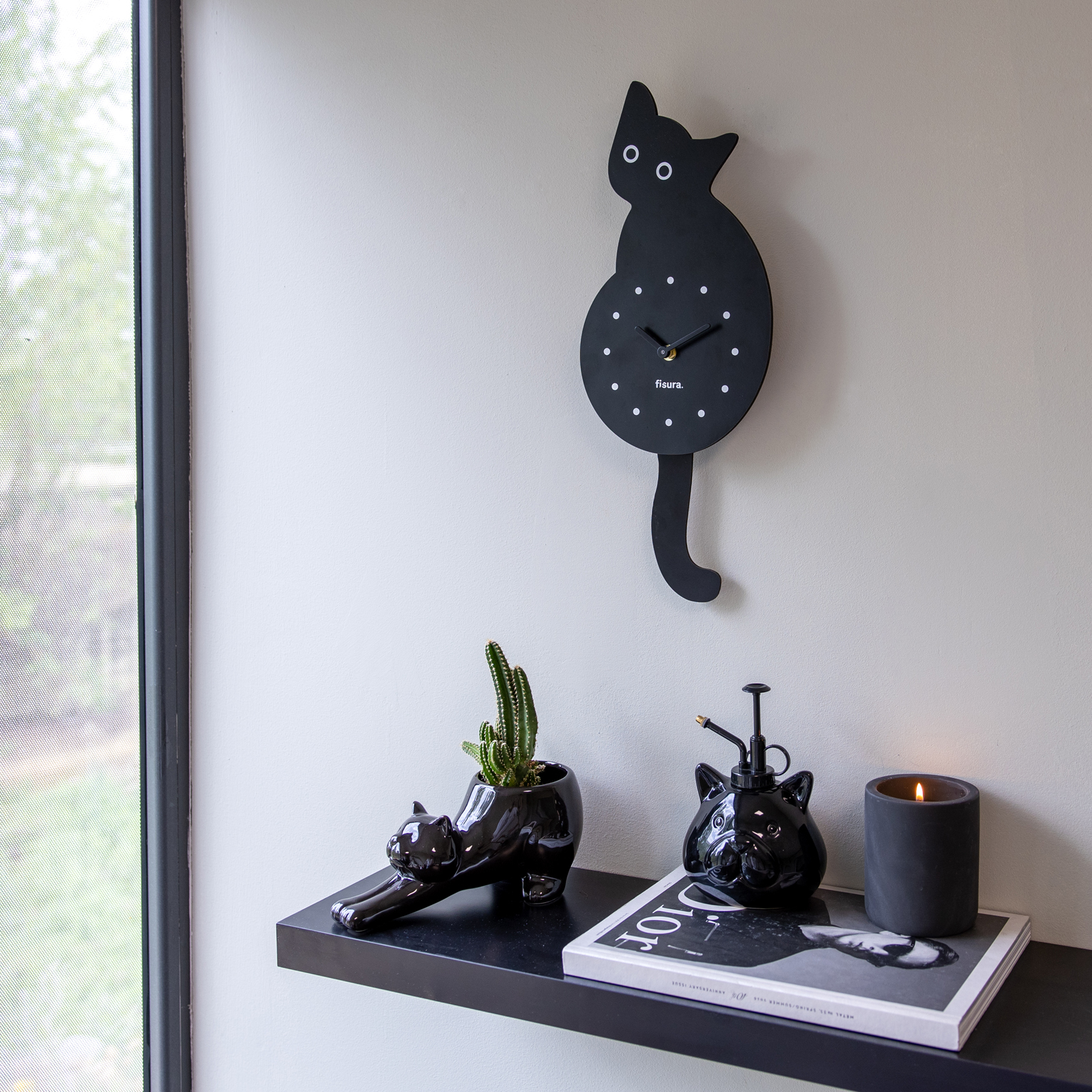 CAT CLOCK - black 