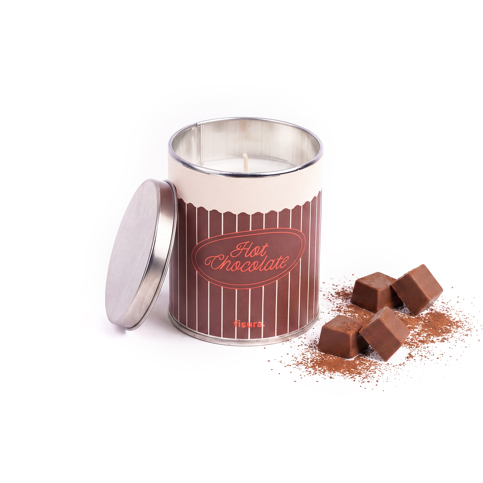 Metal candle HOT CHOCOLATE chocolate scent