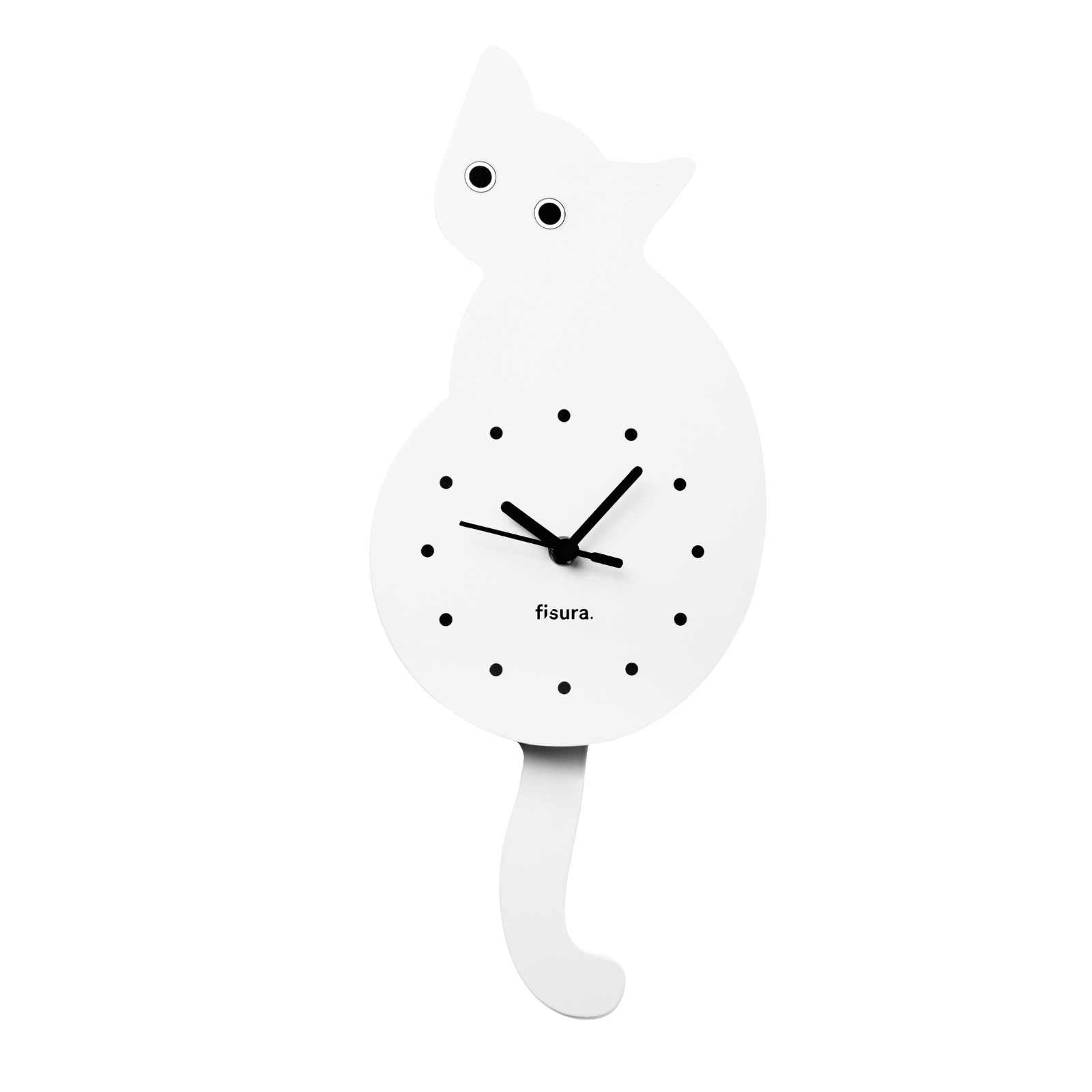 CAT CLOCK white 