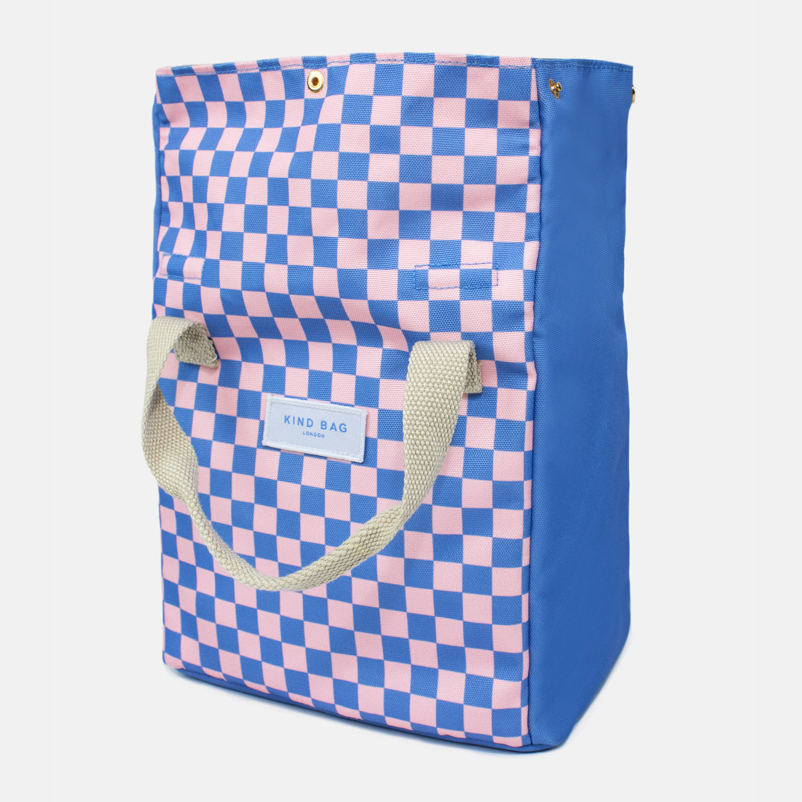 Lunch Bag Checkerboard - Pink + Blue 