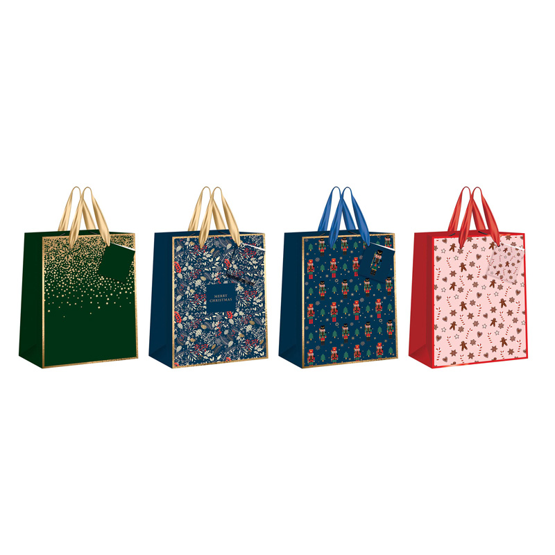 Sac cadeau XMAS L Set de 12 pièces (assorti de 4)