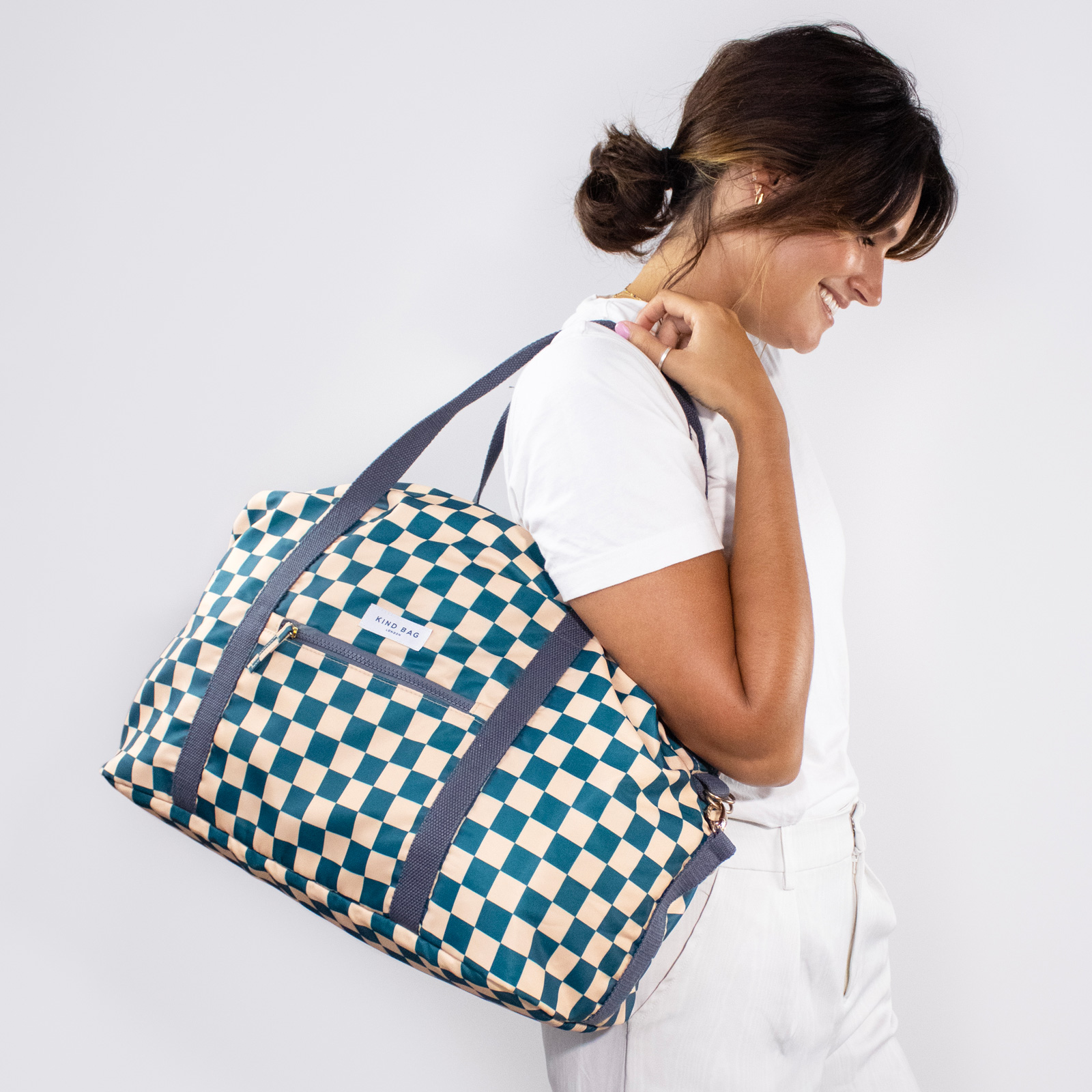 Weekender Checkerb. Teal & Biege 