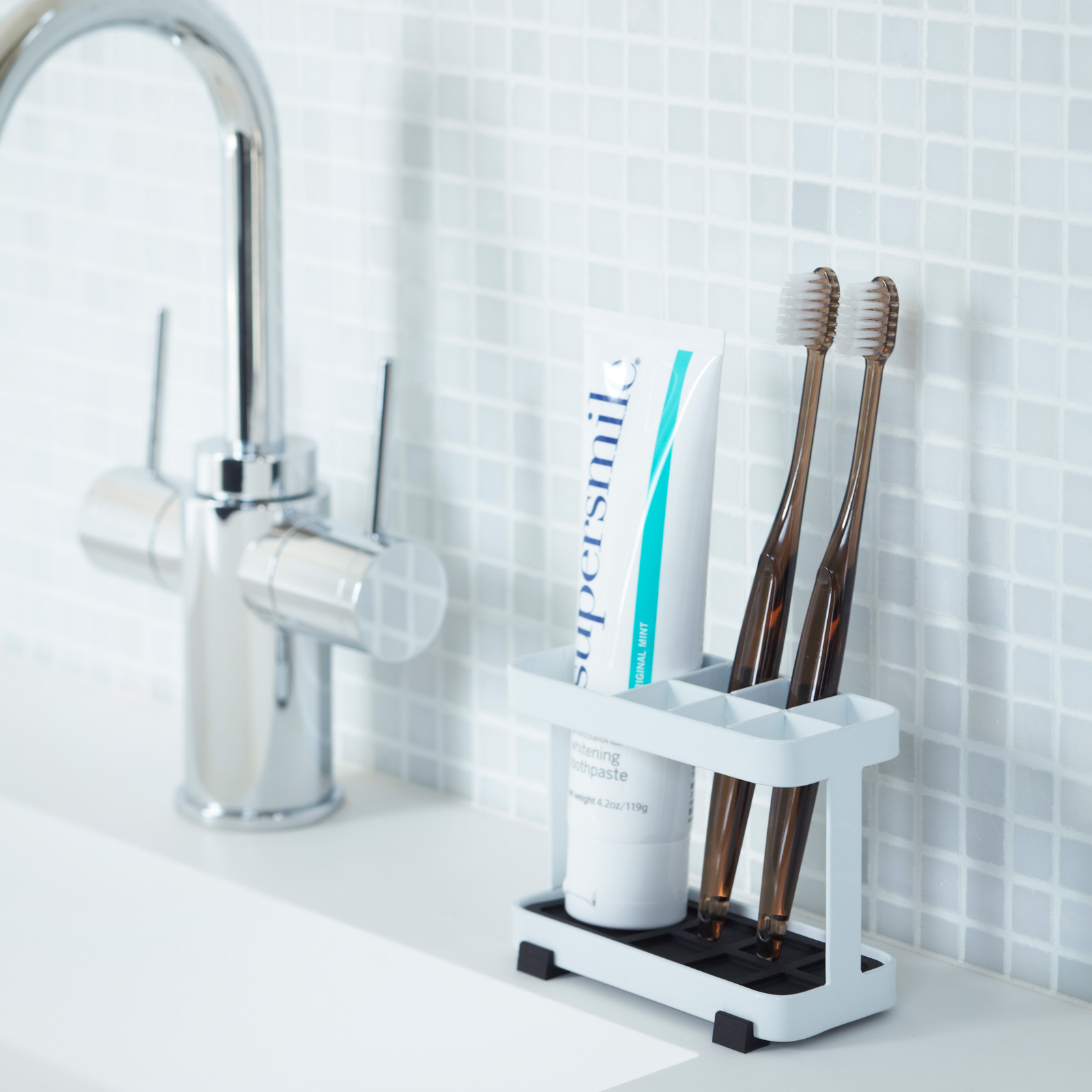 Porte-brosse à dents large TOWER blanc 