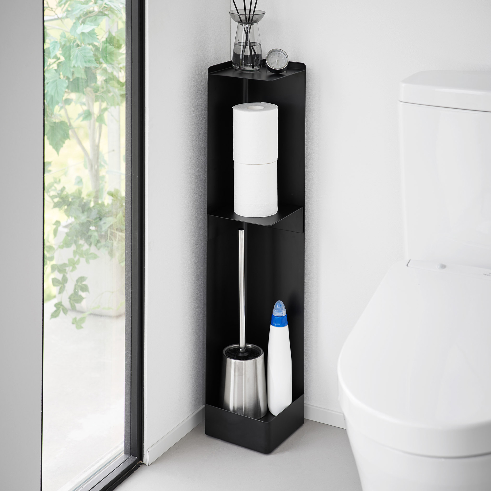 TOWER Toilettenpapierhalter mit Rollen schwarz
