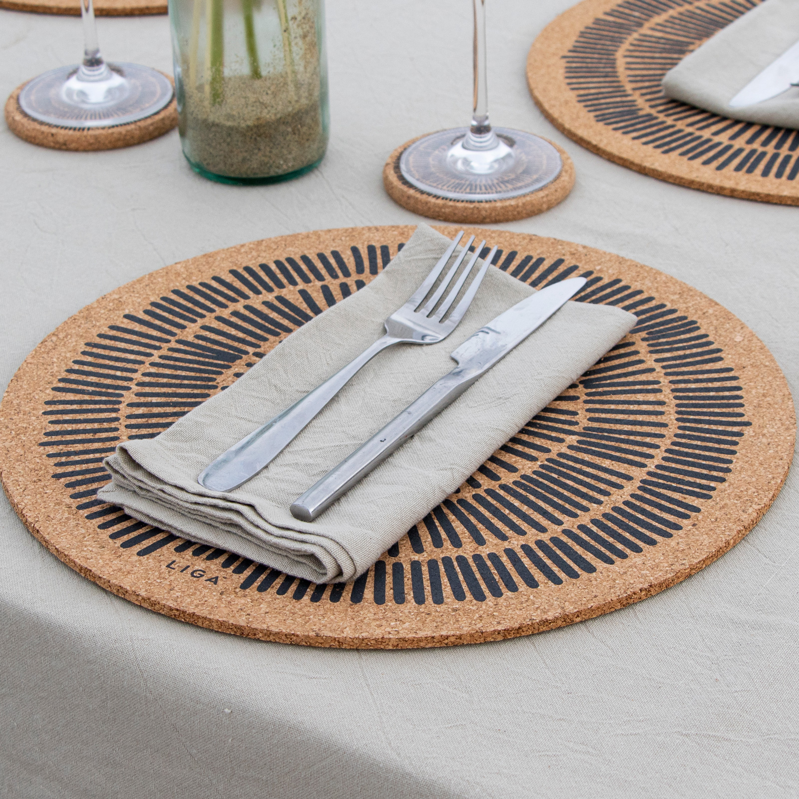 Set de table CORK MAX SANDY LINES set de 2, Ø34cm