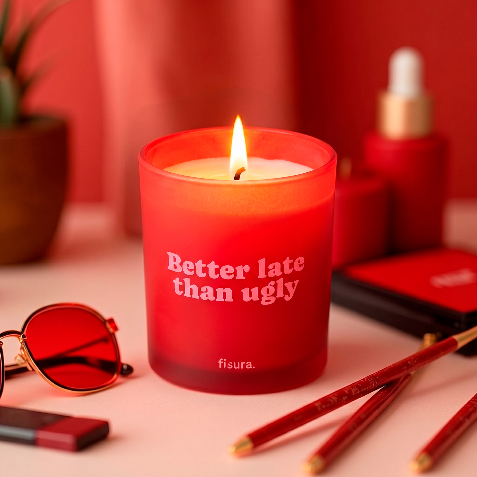 Glass candle BETTER LATE THAN UGLY ambar scent