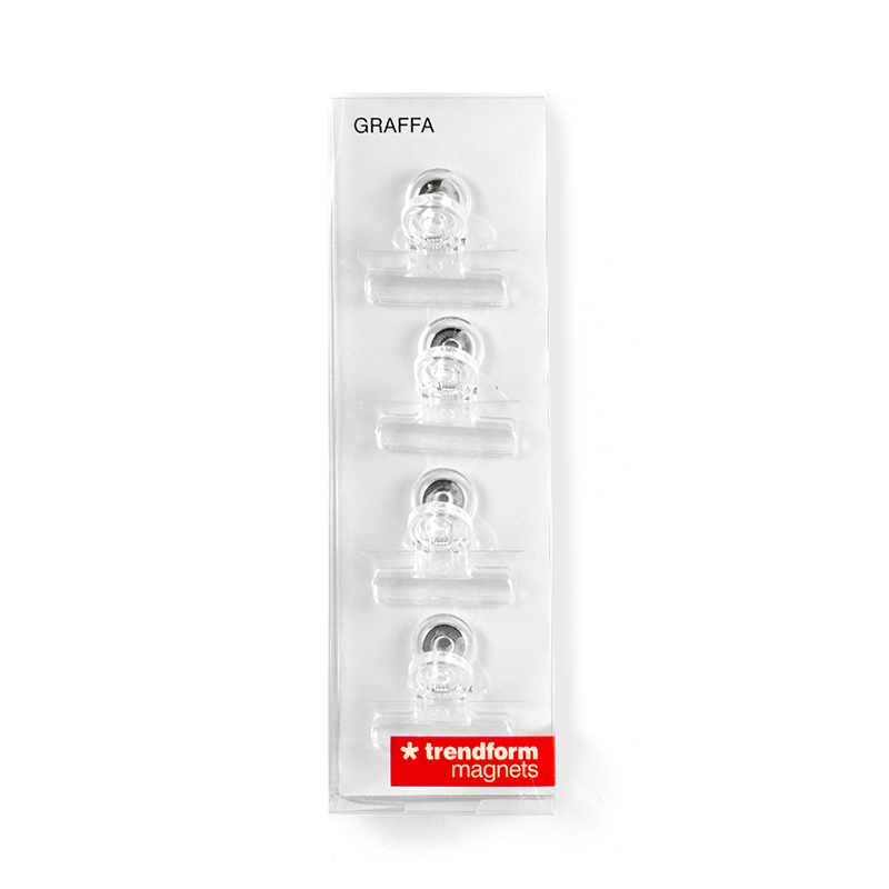 Magnetic clip GRAFFA set of 4 transparent