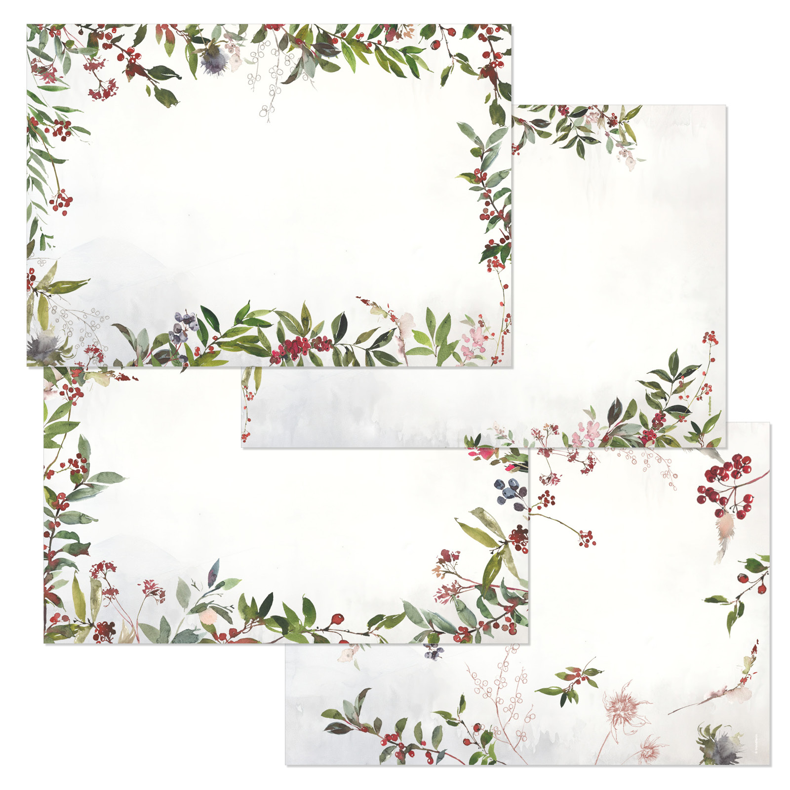 Papiertischset WINTER BERRIES 4 Sujets à 12 Blatt