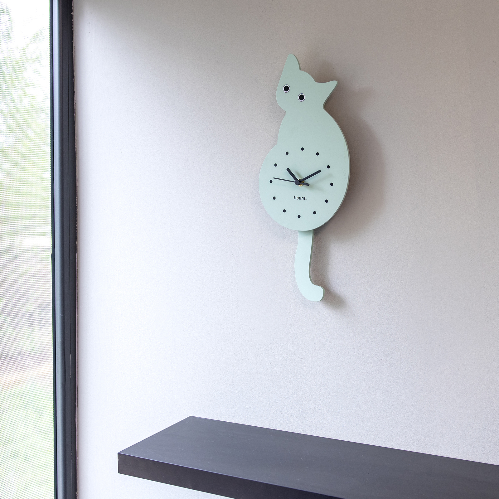 CAT CLOCK - mint 