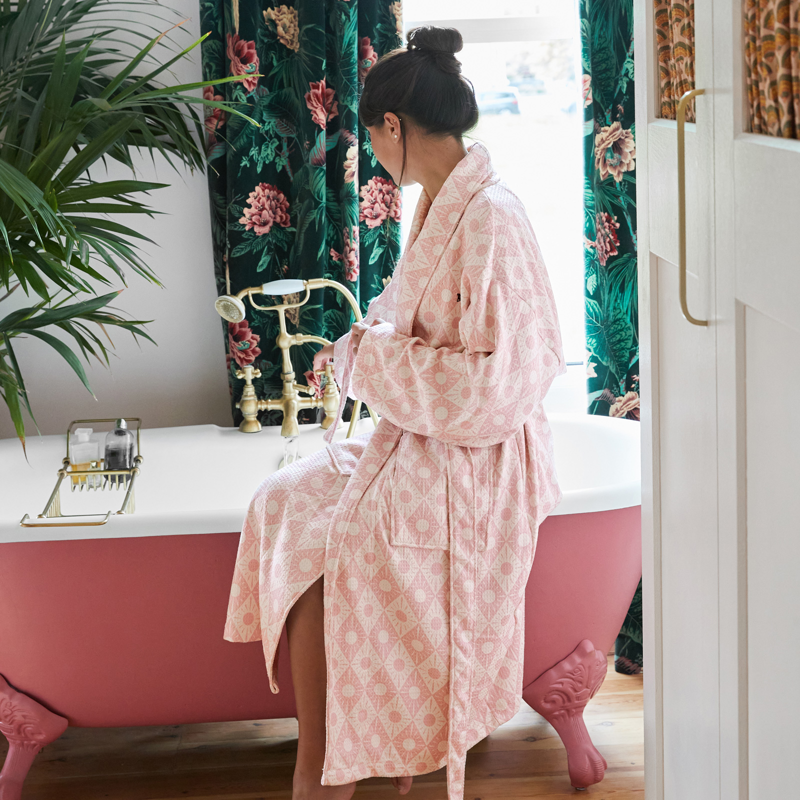 Bath Robe Waffle DIAMOND PINK 