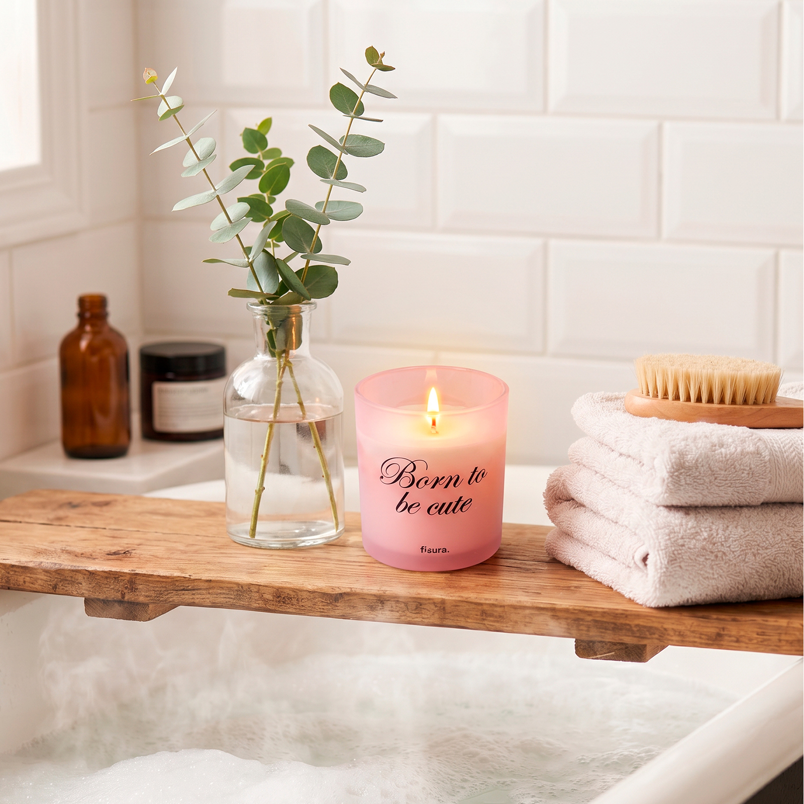 Glass candle BORN TO BE CUTE cotton scent