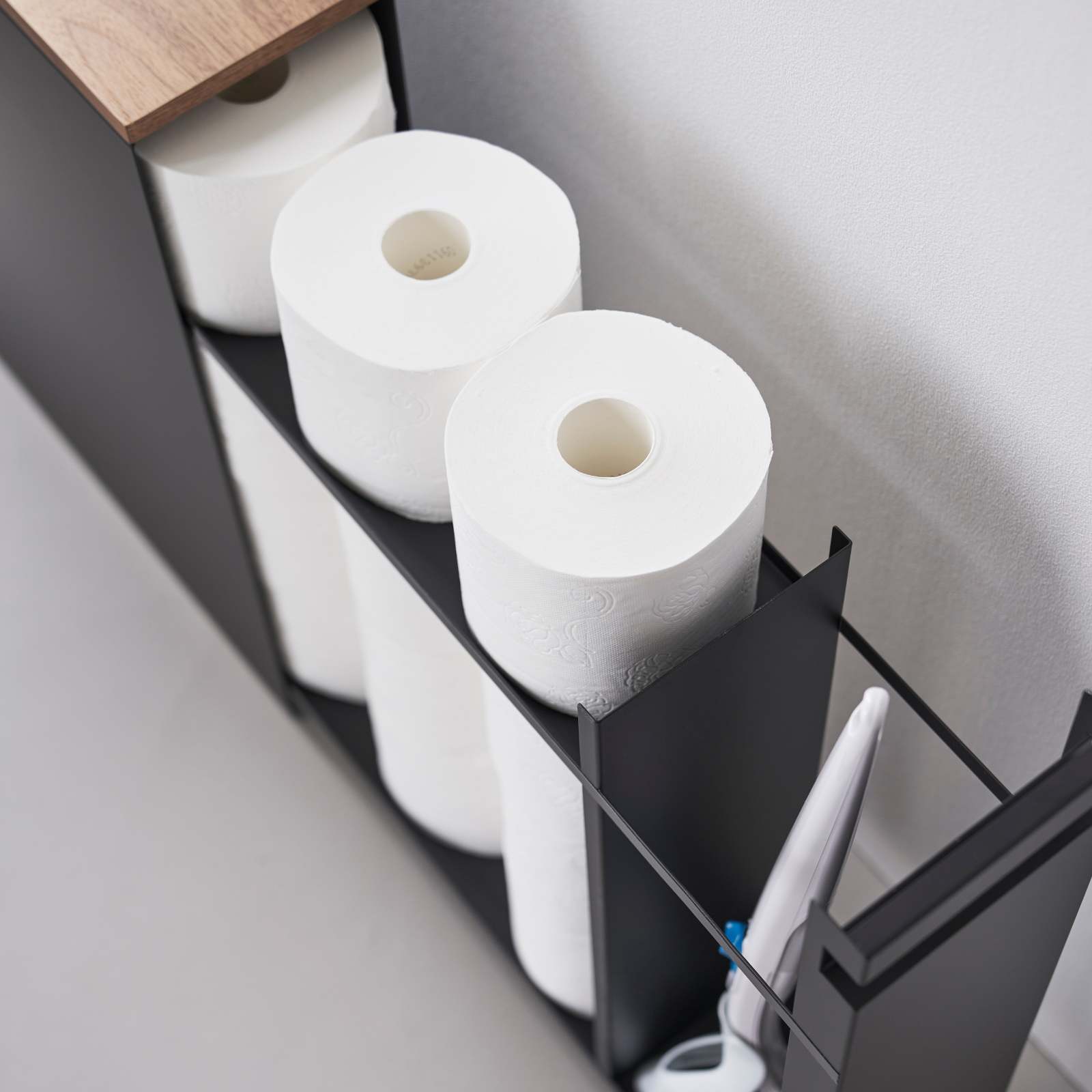 Support de rangement avec tiroir coulissant et tablette en bois  TOWER noir