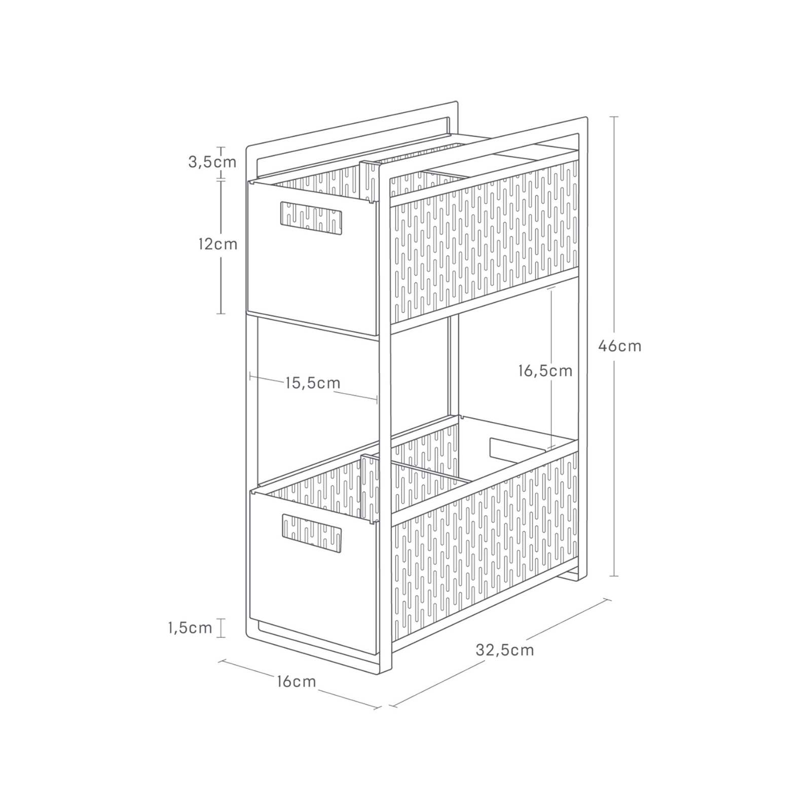 Paniers de rangement avec support TOWER noir 