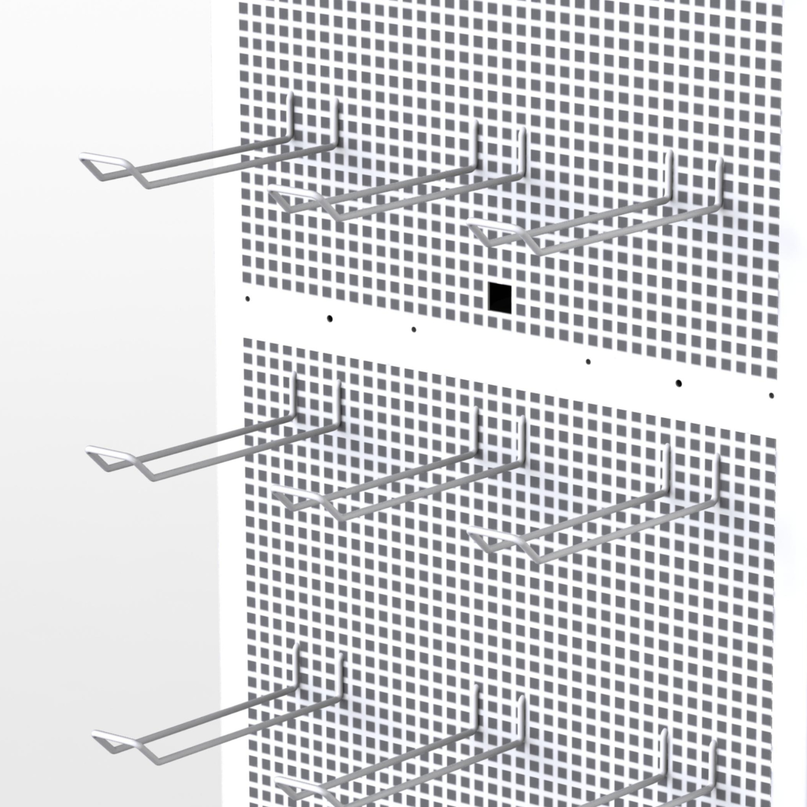 Présentoir de sol MAGNETS 3.0 blanc, vide pivotant, 60 crochets, recto-verso