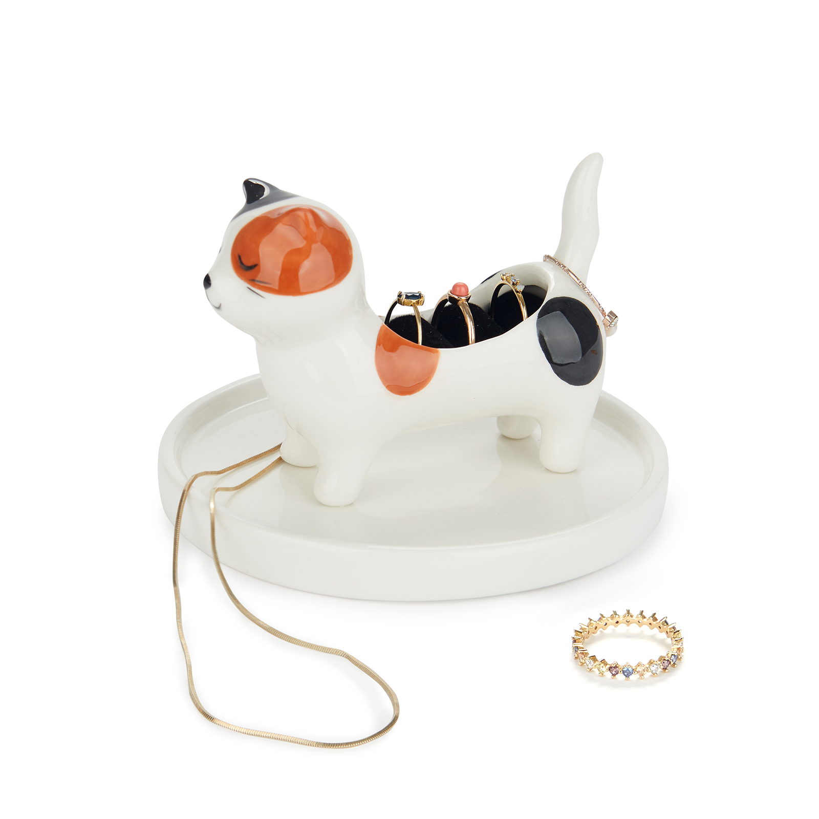 Ringhalter KITTY calico aus Porzellan